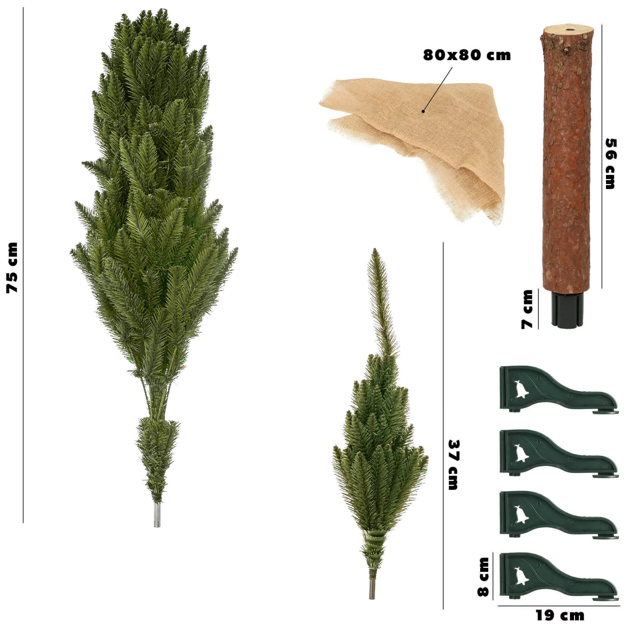 Dirbtinė Kalėdų eglutė ant eglės kamieno Mireval 160 cm