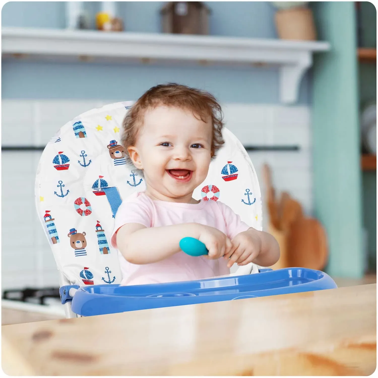 Ricokids FANDO jūros stiliaus maitinimo kėdutė su staliuku - nuotrauka 1