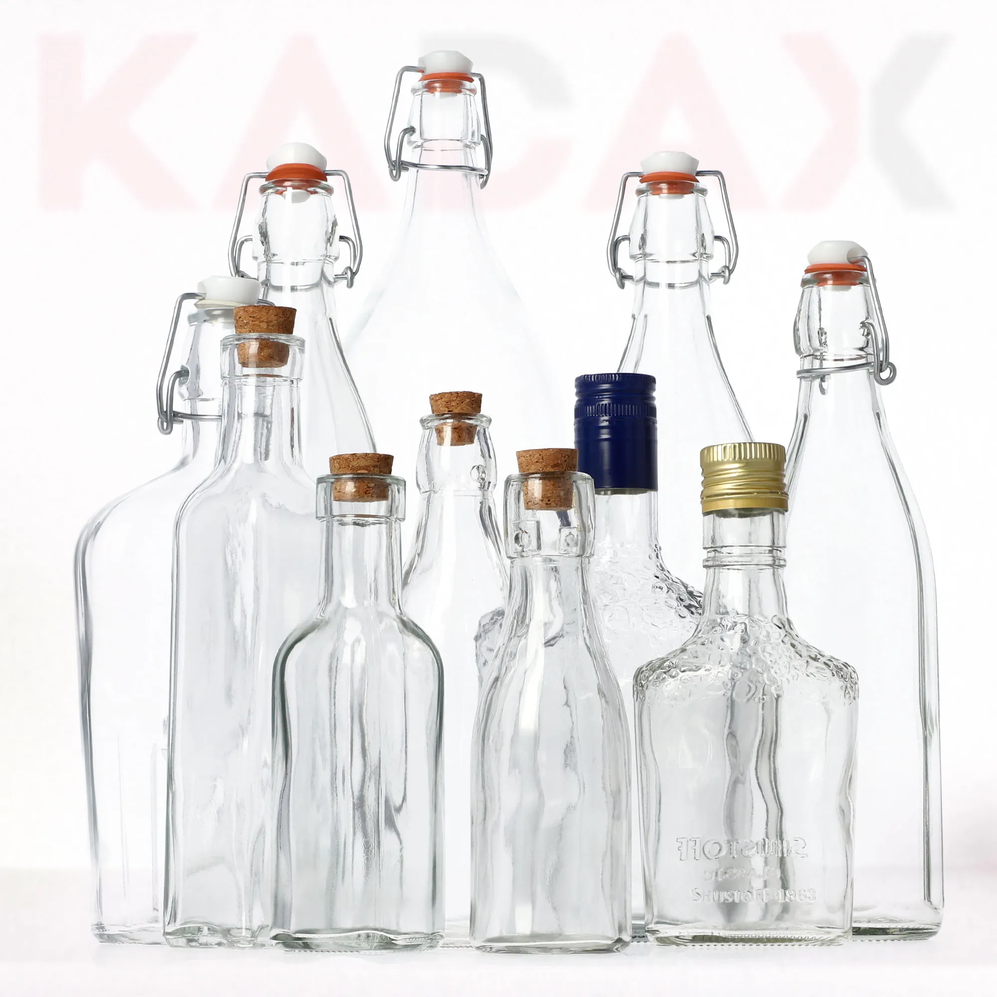 Plyšto stiklo butelis su kamščiu, 500 ml, 3 vnt.