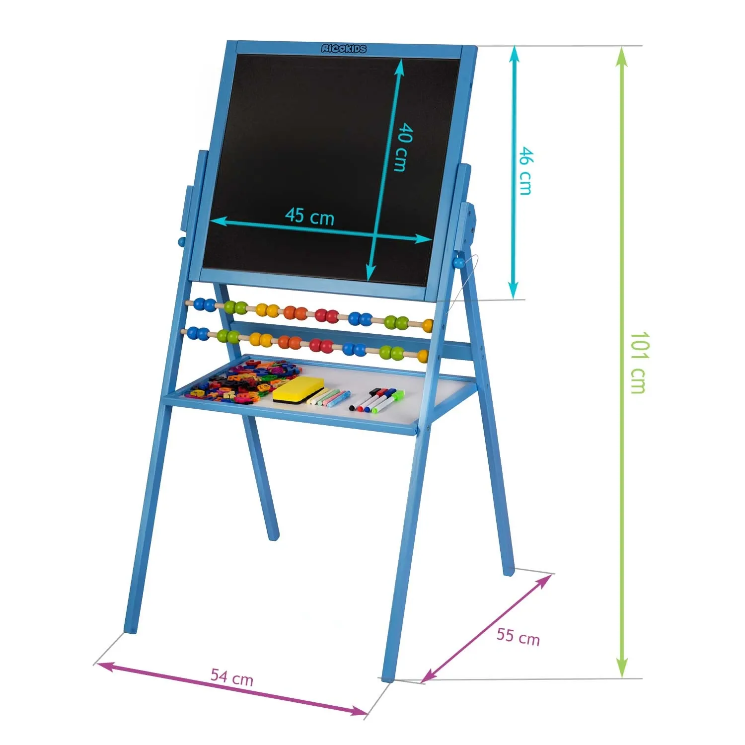 Ricokids magnetinė kreidinė lenta, besisukanti - mėlyna - nuotrauka 1