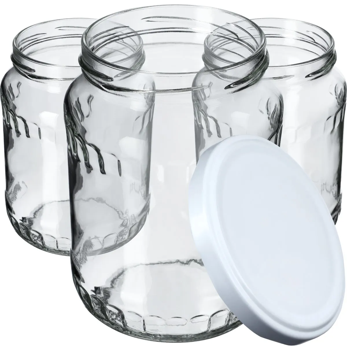 Jukka konservavimo stiklainiai 720 ml, 16 vnt., 82 mm + balti dangteliai