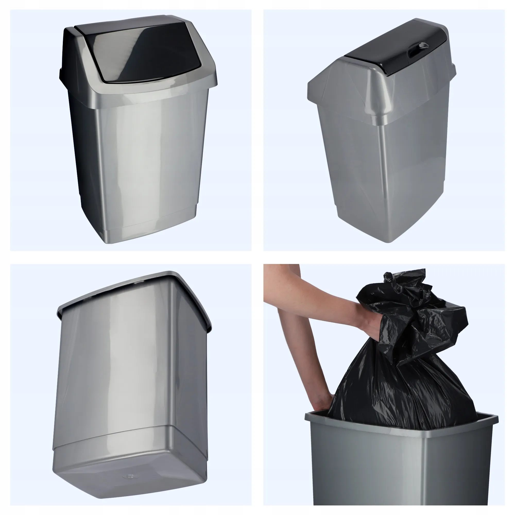 Curver Click-IT 50 l šiukšliadėžė, grafito spalvos