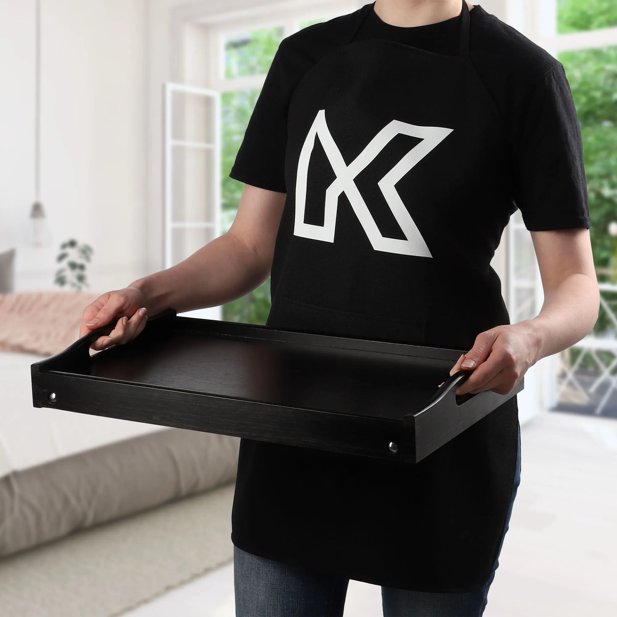 „Solia“ pusryčių stalas, nešiojamam kompiuteriui, 50 cm, juodas