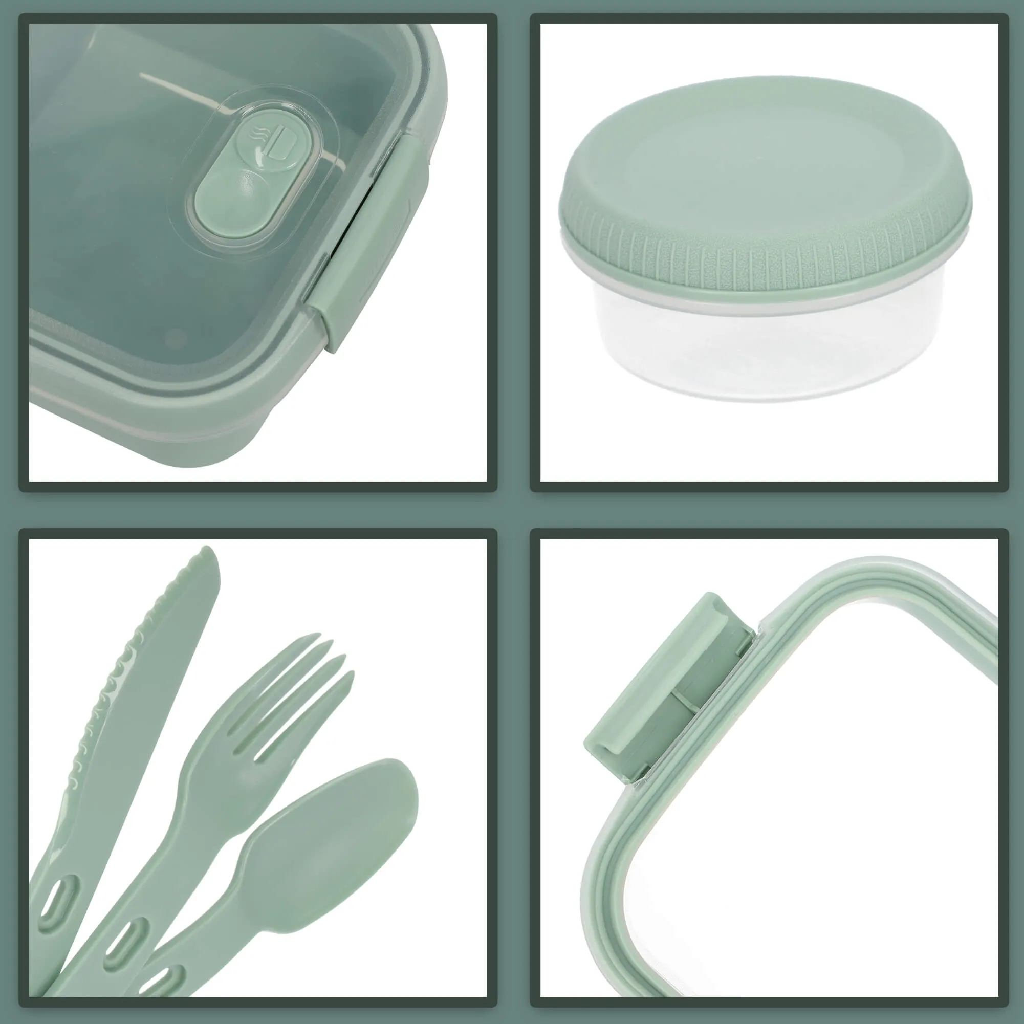 1,2 l išsinešimui skirto pietų rinkinio maisto indelis, žalias