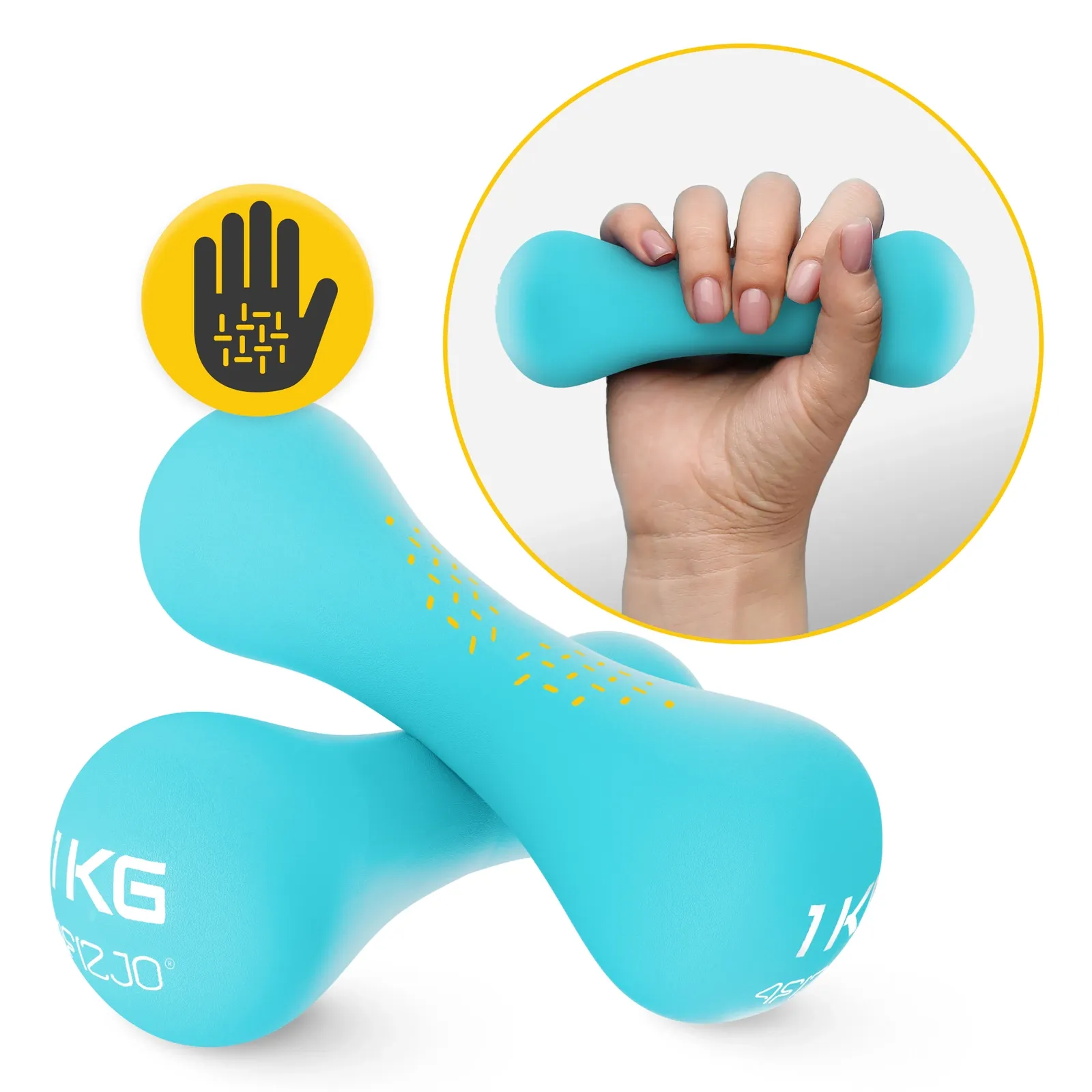 Ketaus hanteliai 8 formų pratimams 2 x 1 kg