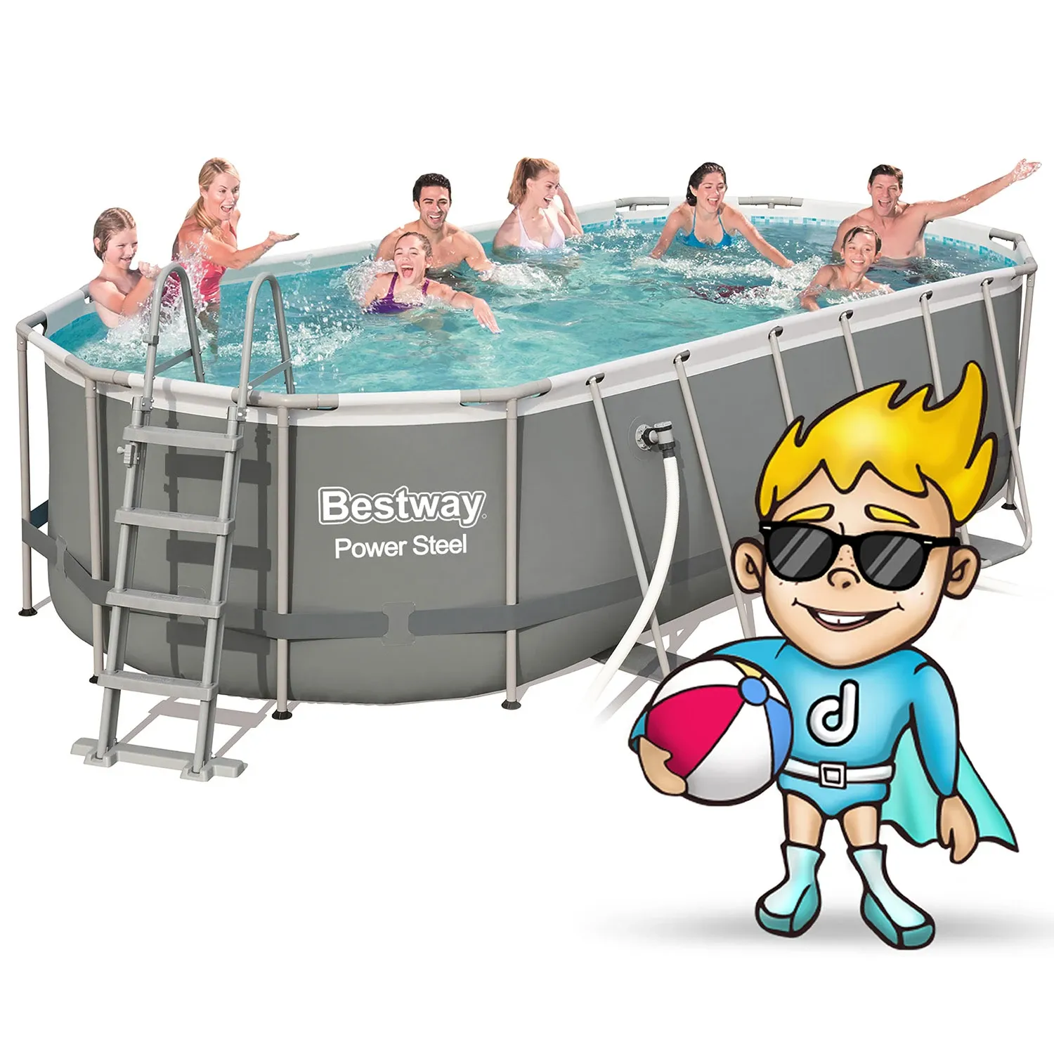 Karkasinis sodo baseinas 549 x 274 x 122 cm, 17 viename, „Bestway 56710“ - nuotrauka 1