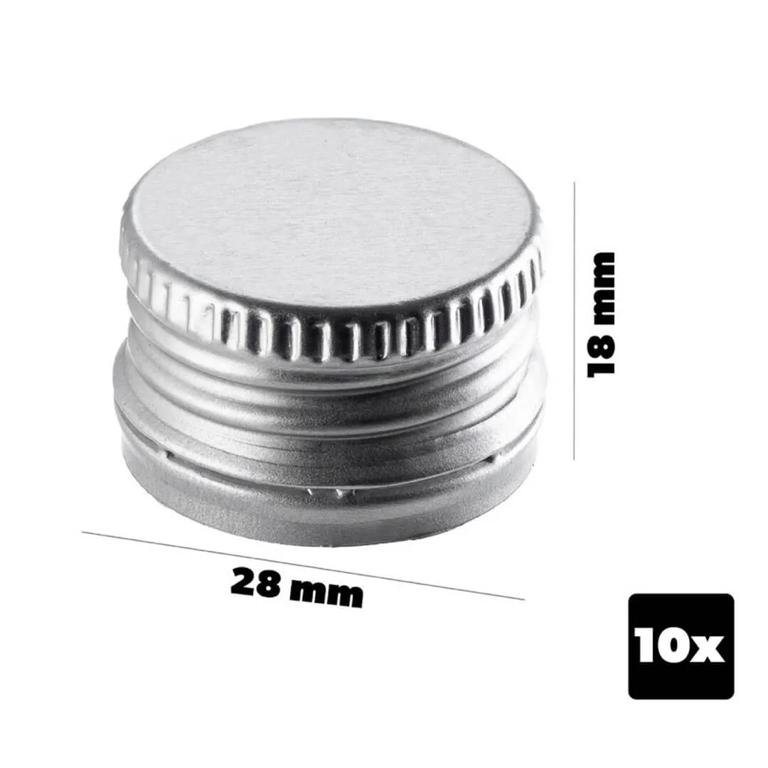 Annot aliumininiai butelių kamšteliai, 28 mm skersmens, sidabriniai, 10 vnt.