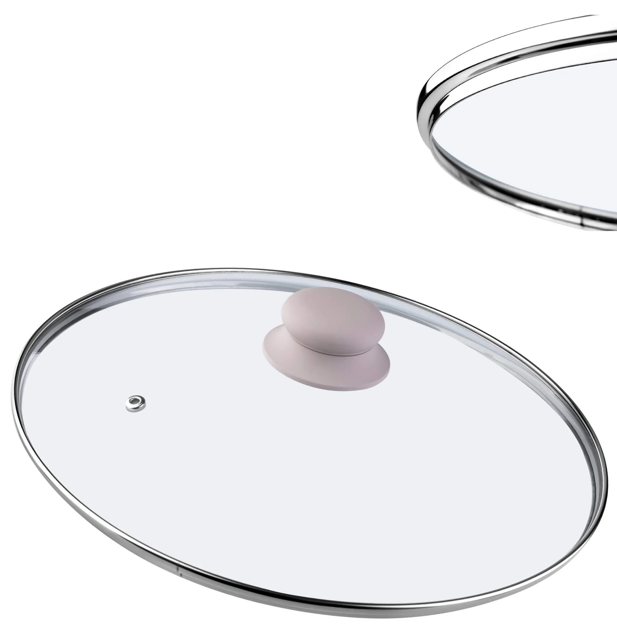 Karščiui atsparus 24 cm dangtis su smėlio spalvos silikonine rankena