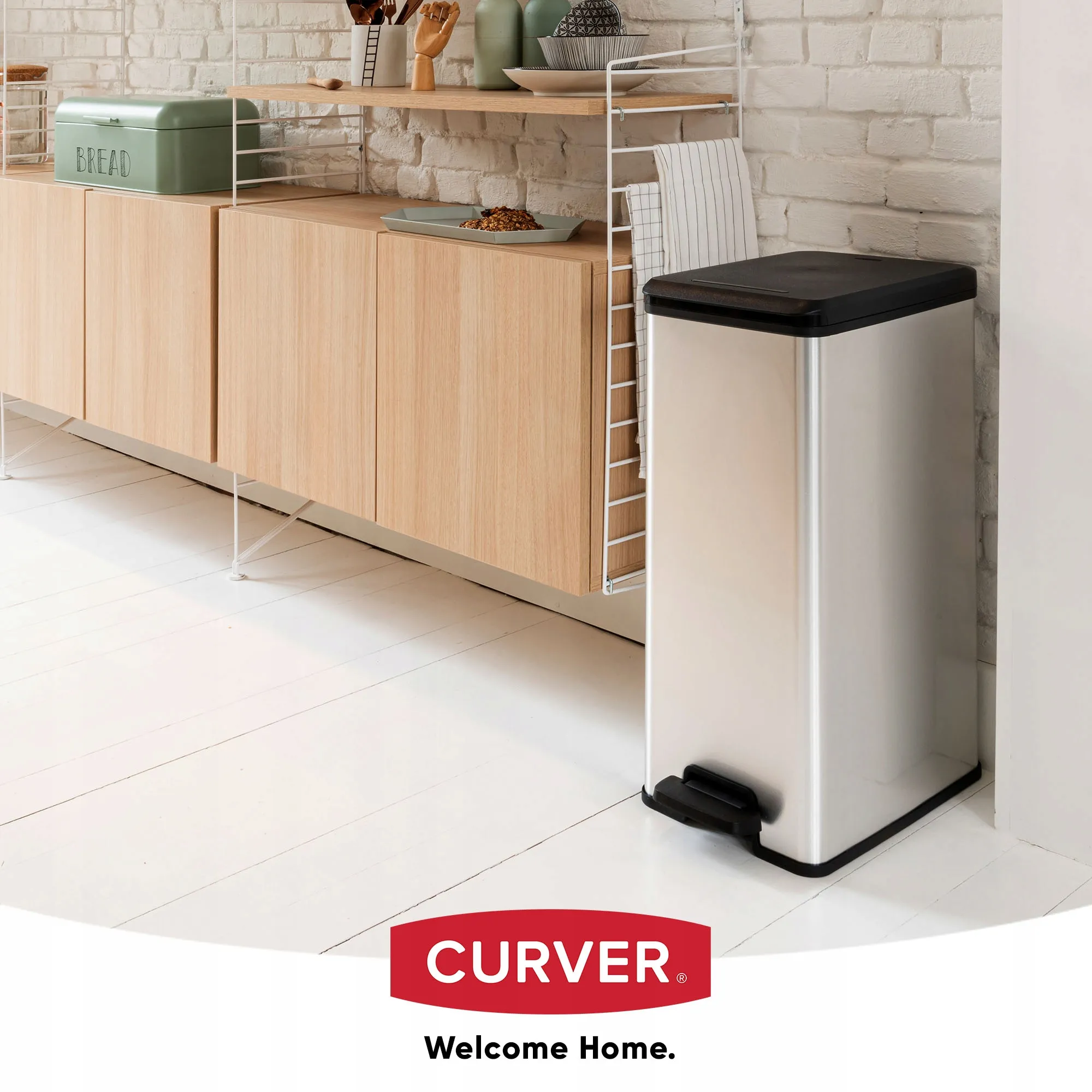 Curver Slim šiukšliadėžė 40 l, sidabrinė