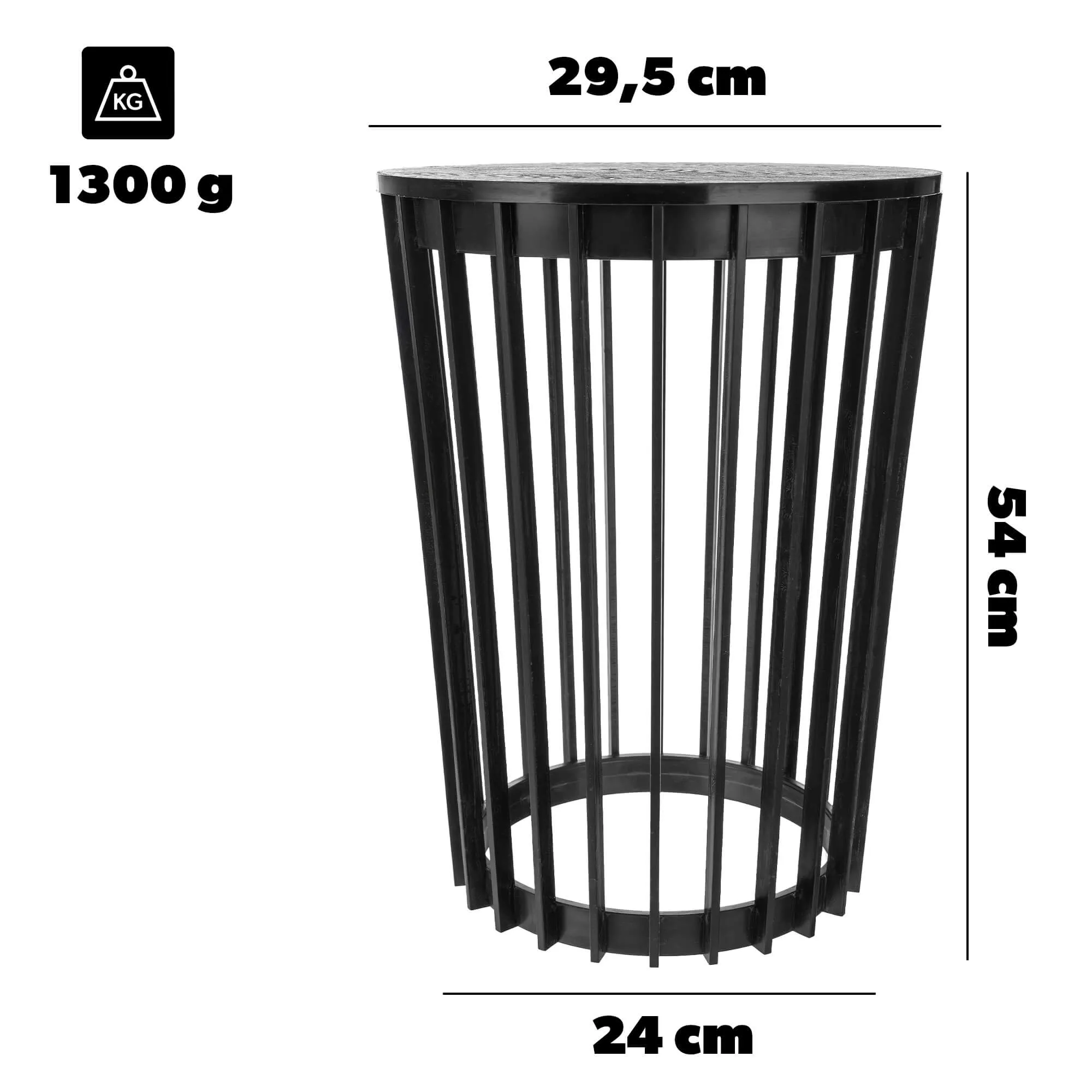 Aytre dvipusis augalų stovas 54 cm juodas + juodas stalviršis