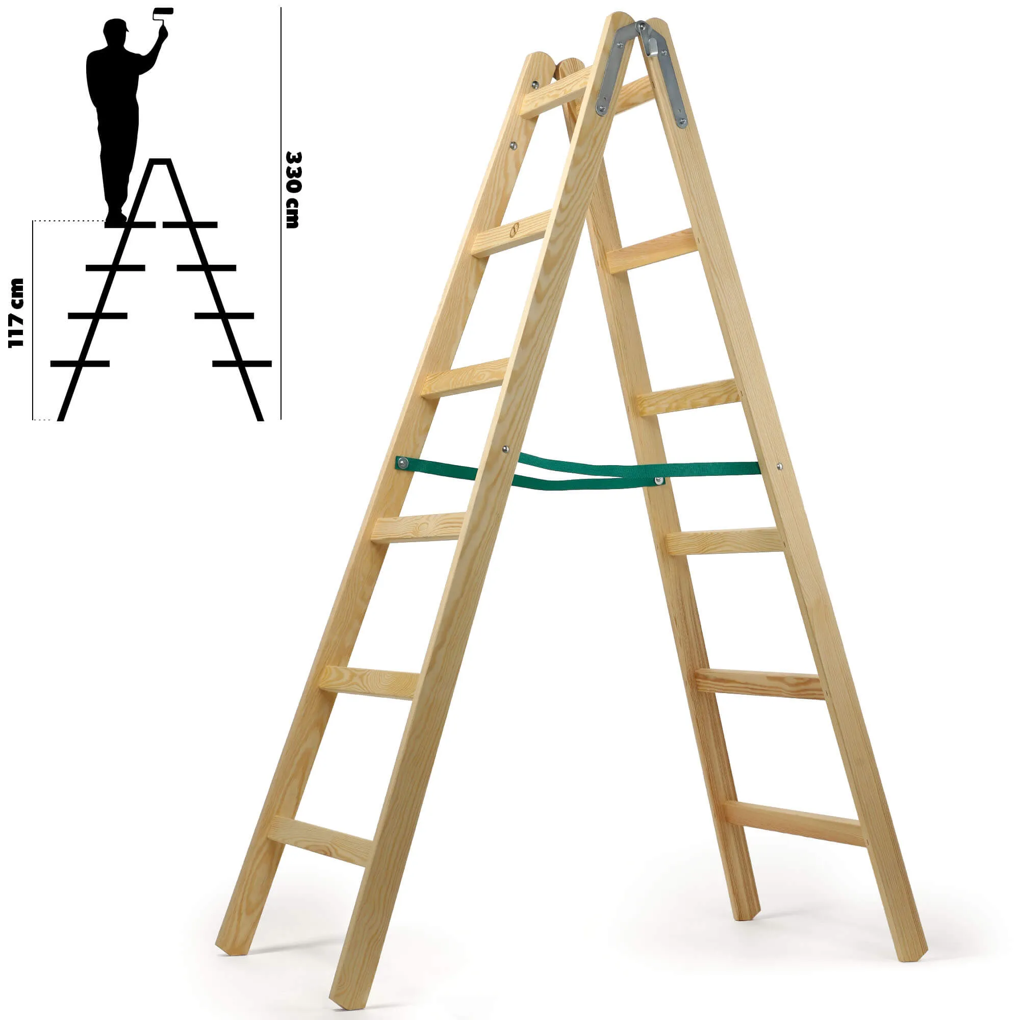 Salo medinės kopėčios, 6 pakopų, 150 kg