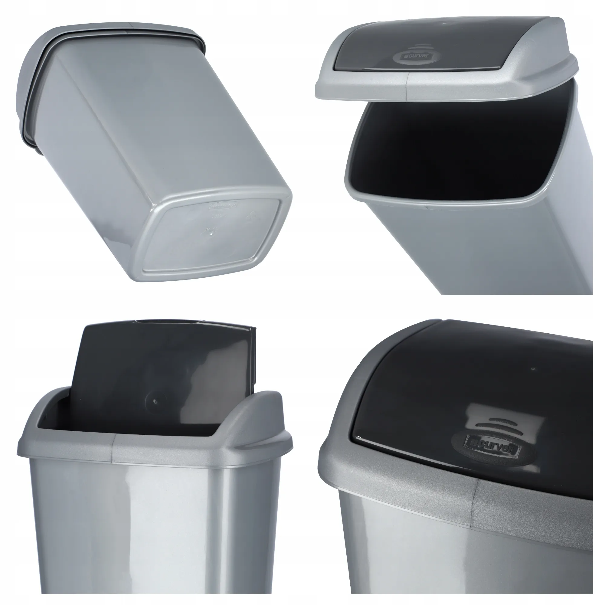 Curver Dominik 10L pakreipiama šiukšlių dėžė, grafitas