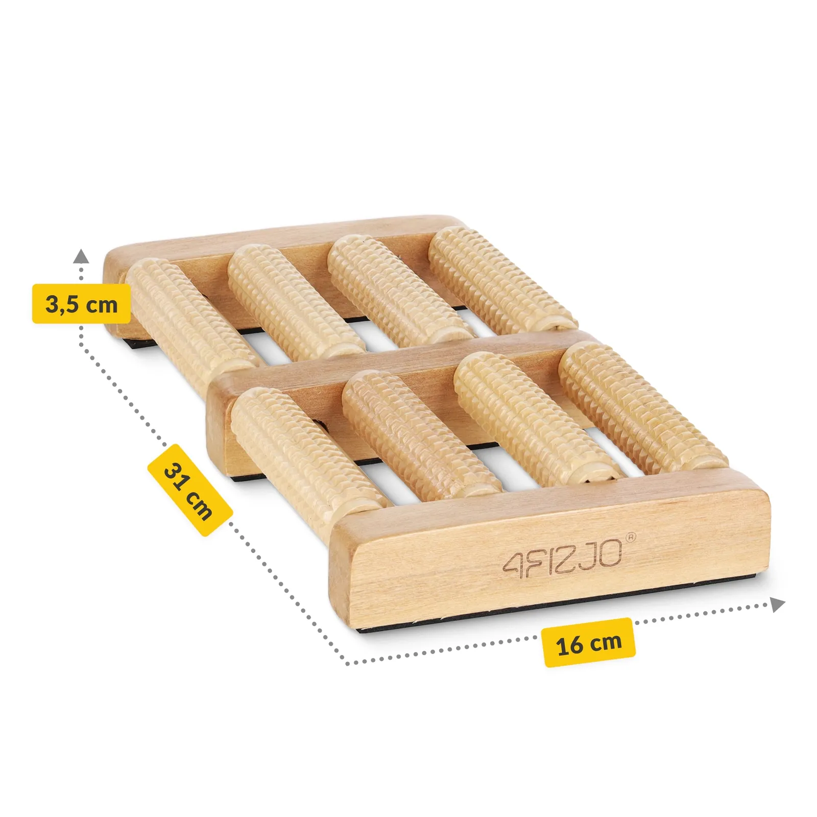 Dvigubas medinis pėdų masažo volelis