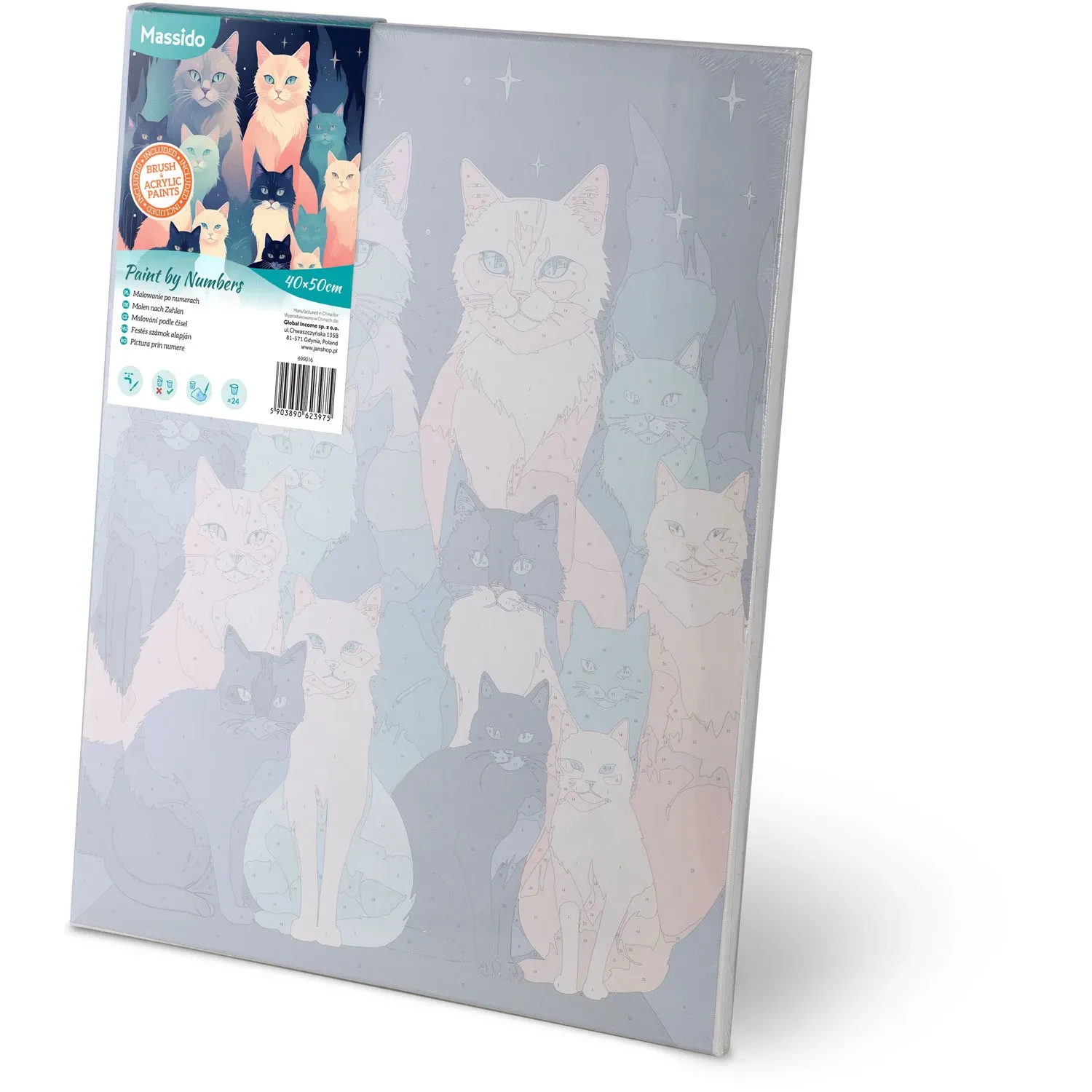 Paveikslas „Tapyba pagal skaičius“, 40x50 cm, Massido katės - nuotrauka 1