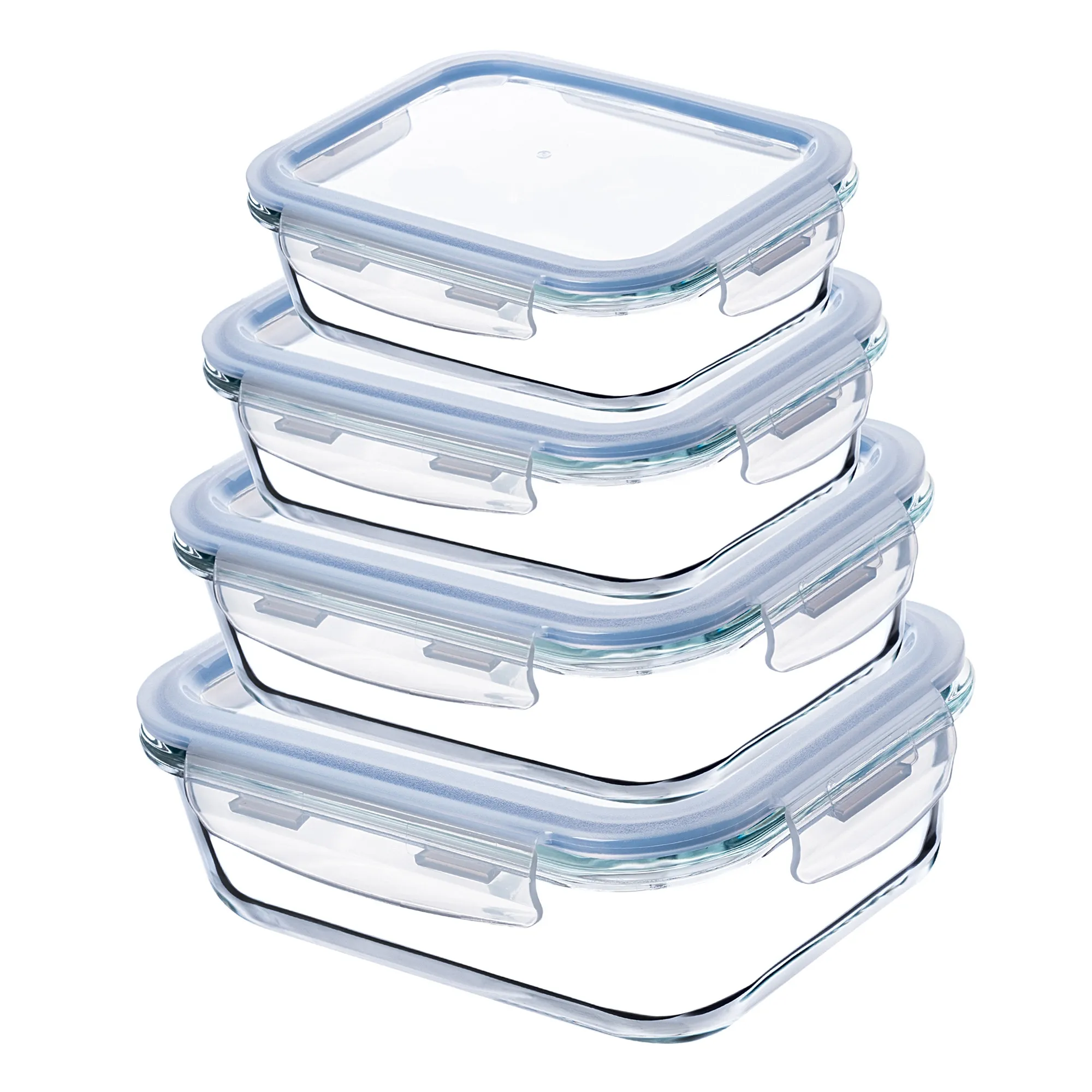 Athie stačiakampių indelių rinkinys 370 ml + 640 ml + 1040 ml + 1520 ml