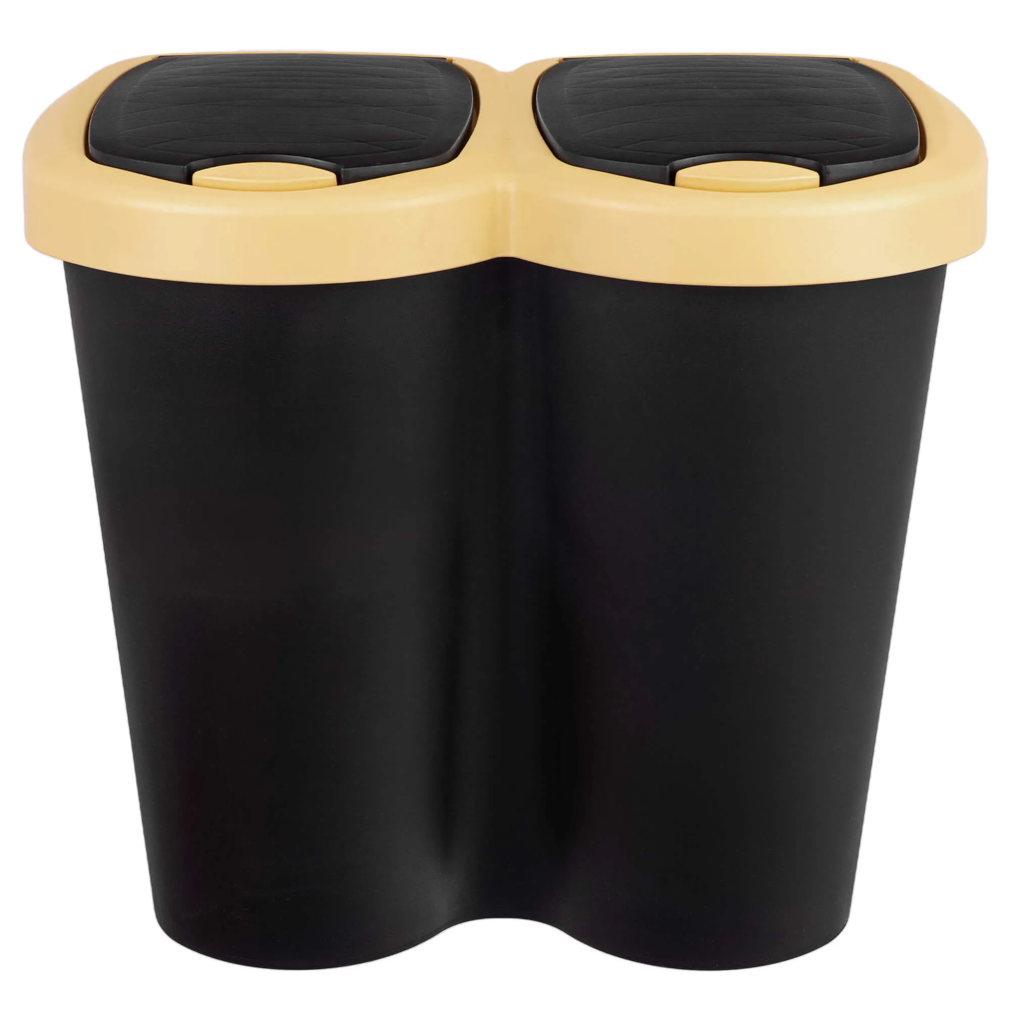 Aumoy 40L dviguba šiukšliadėžė, juoda ir geltona