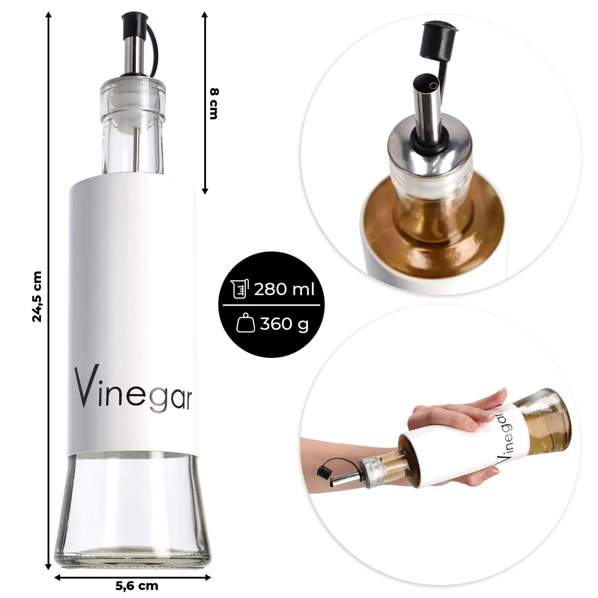 Alyvuogių aliejaus ir aliejaus su dozatoriumi buteliai po 280 ml, 2 vnt.