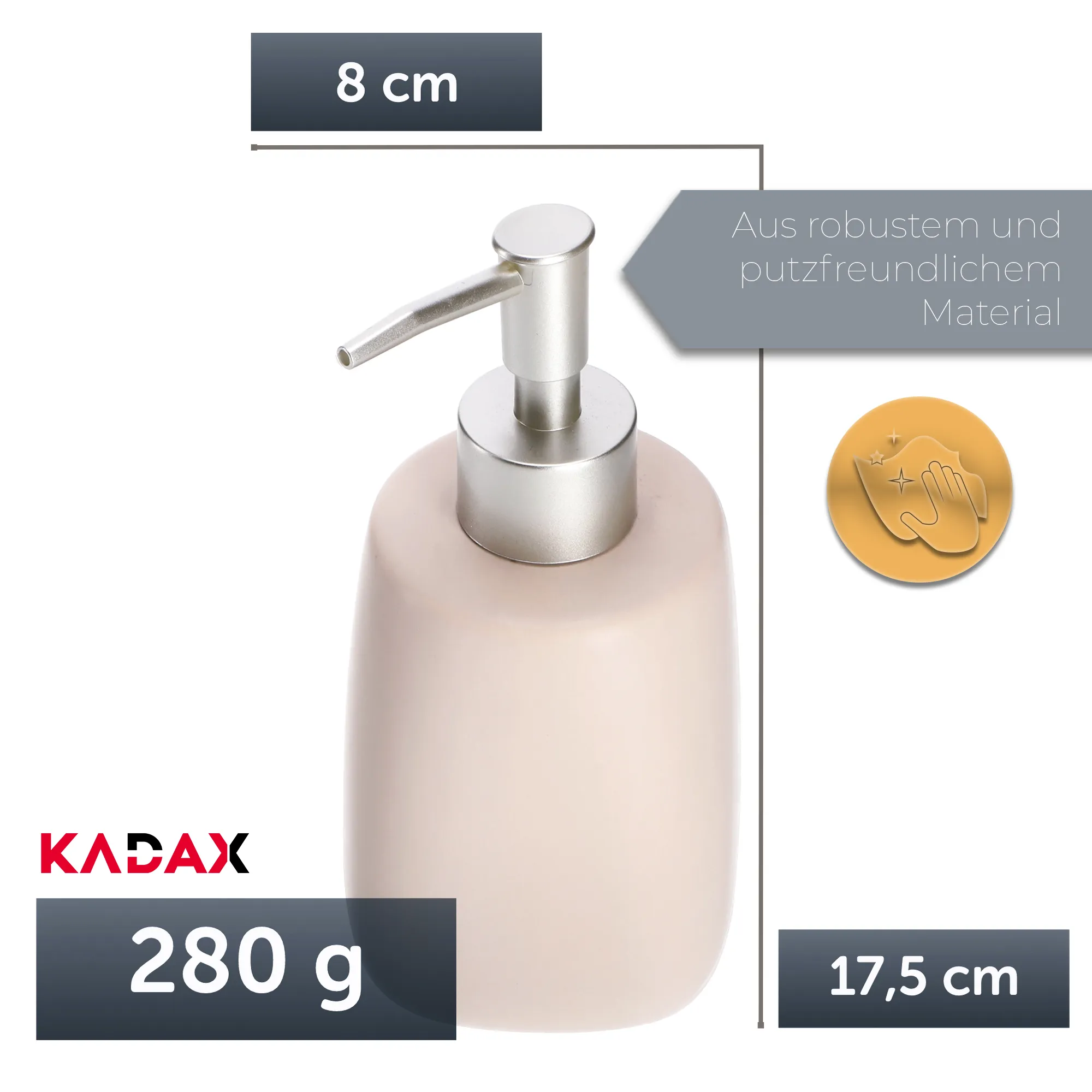 Palmi skysto muilo dozatorius, 400 ml, 2 vnt., smėlio spalvos