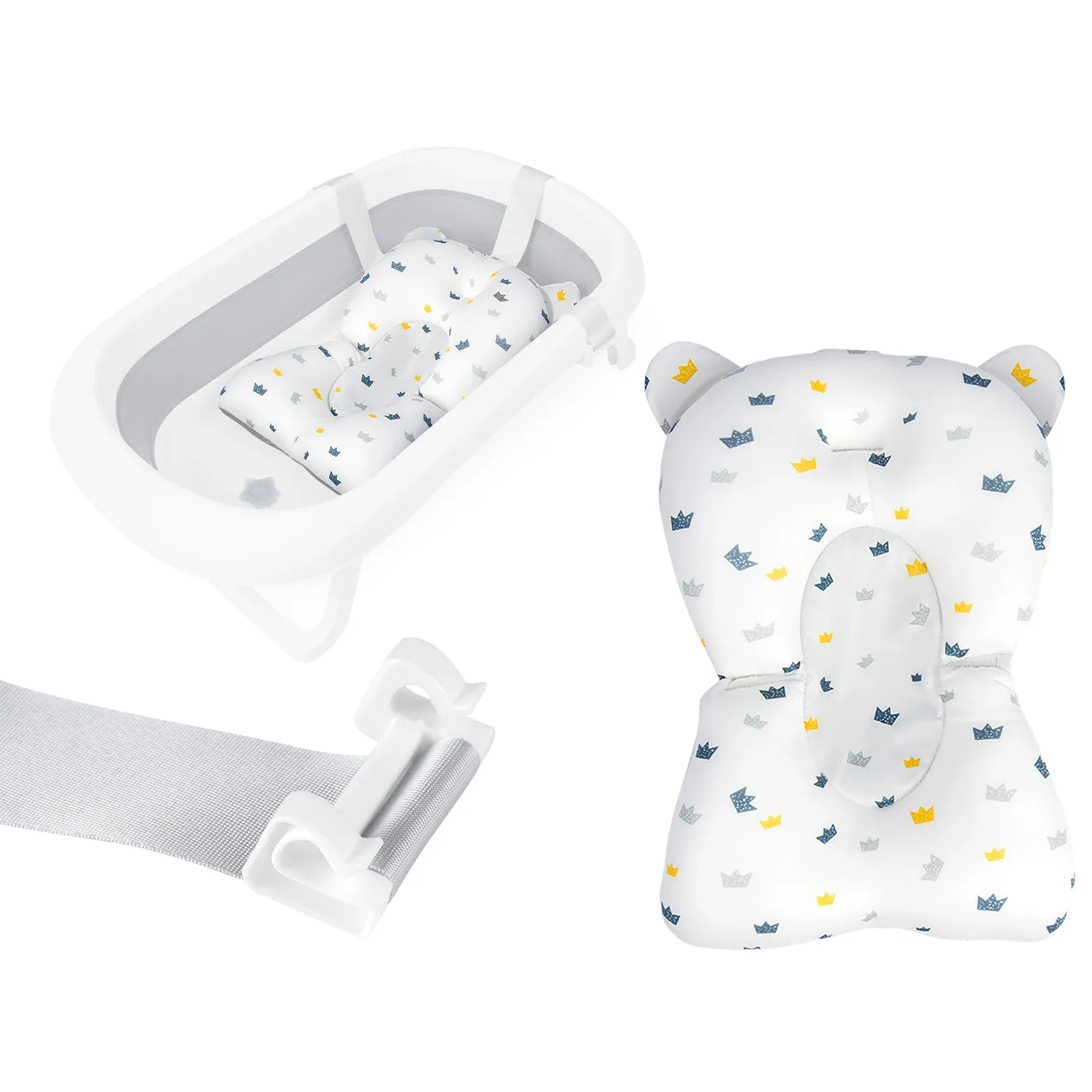 Ricokids kūdikio vonios pagalvėlė, mėlyna ir balta - nuotrauka 1