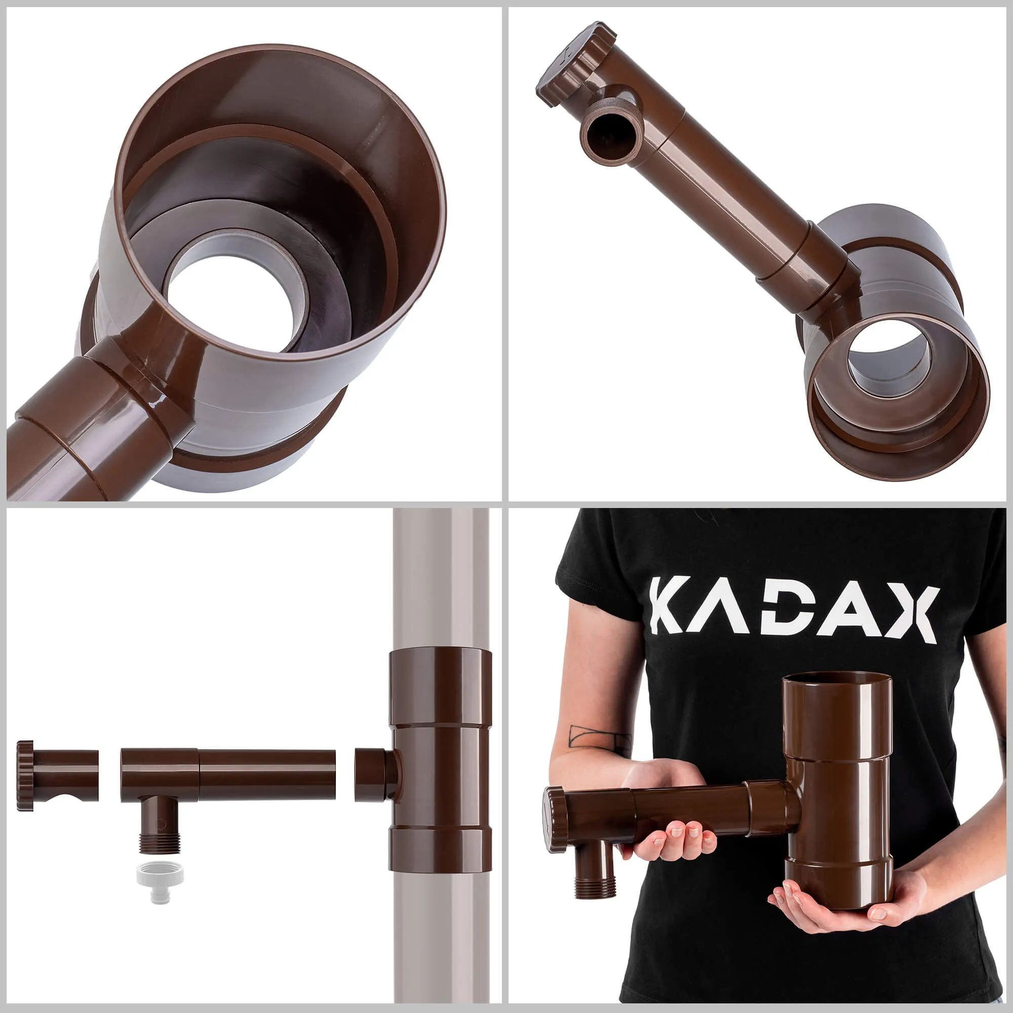 Nancras lietaus vandens kolektorius su vožtuvu, 80 mm, rudas