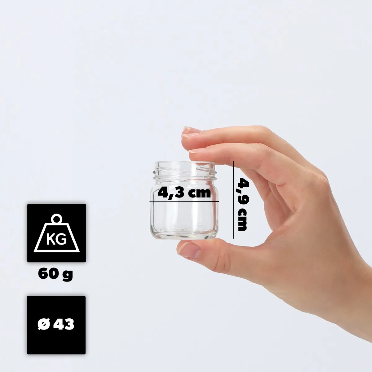 Halli konservavimo stiklainiai 40 ml 10 vnt. 43 mm be dangtelių