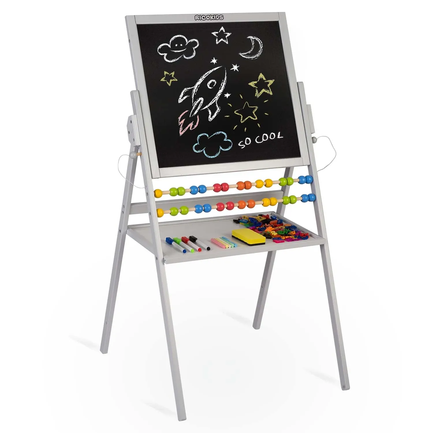 Ricokids magnetinė kreidinė lenta, besisukanti - pilka - nuotrauka 1