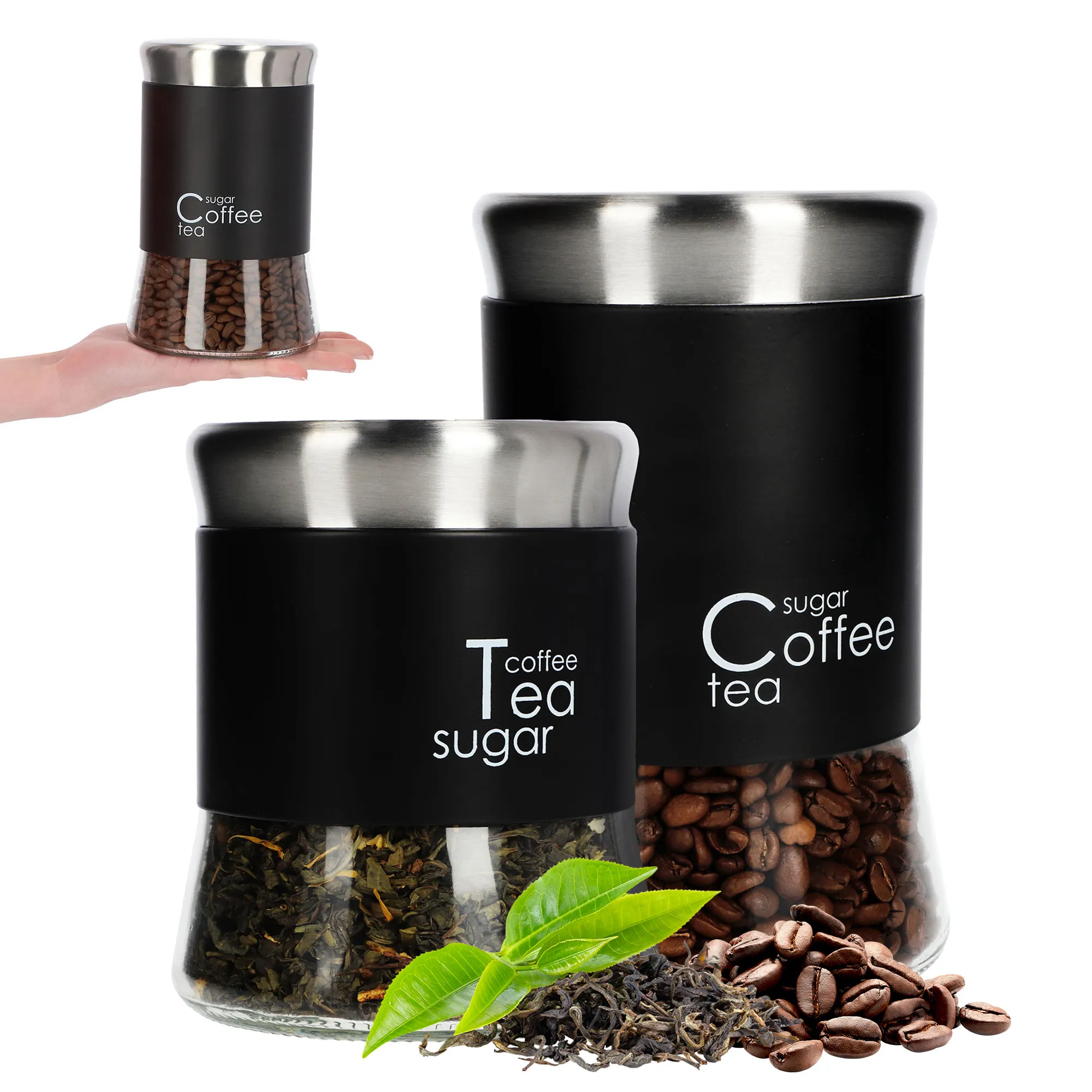 Virtuvės indų rinkinys 1100 ml + 800 ml, juodos spalvos