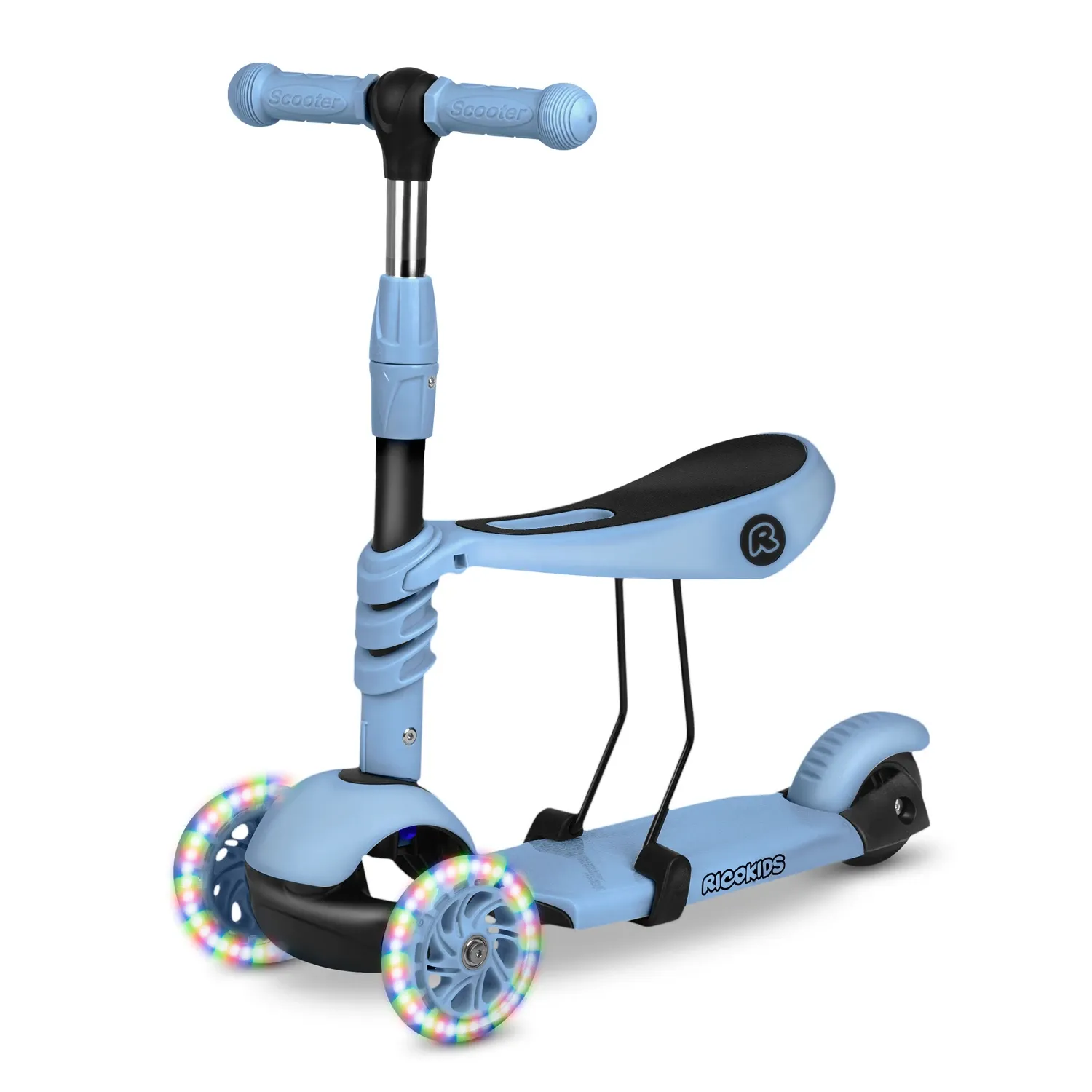 „Ricokids Todi“ triratis paspirtukas – mėlynas ir pilkas - nuotrauka 1