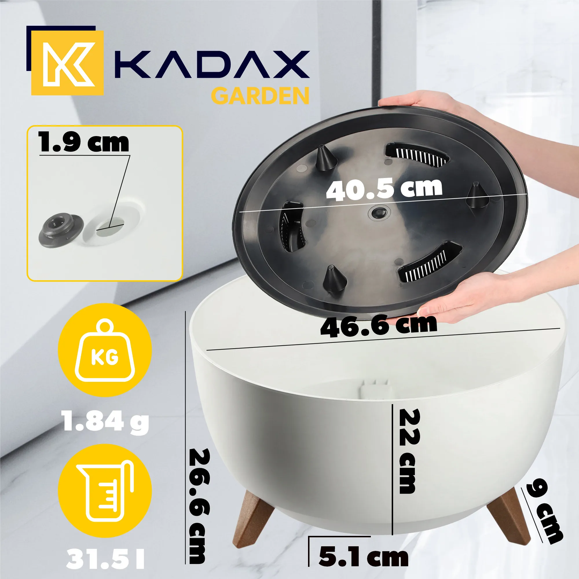 Luri gėlių dubuo su kojelėmis 47 cm