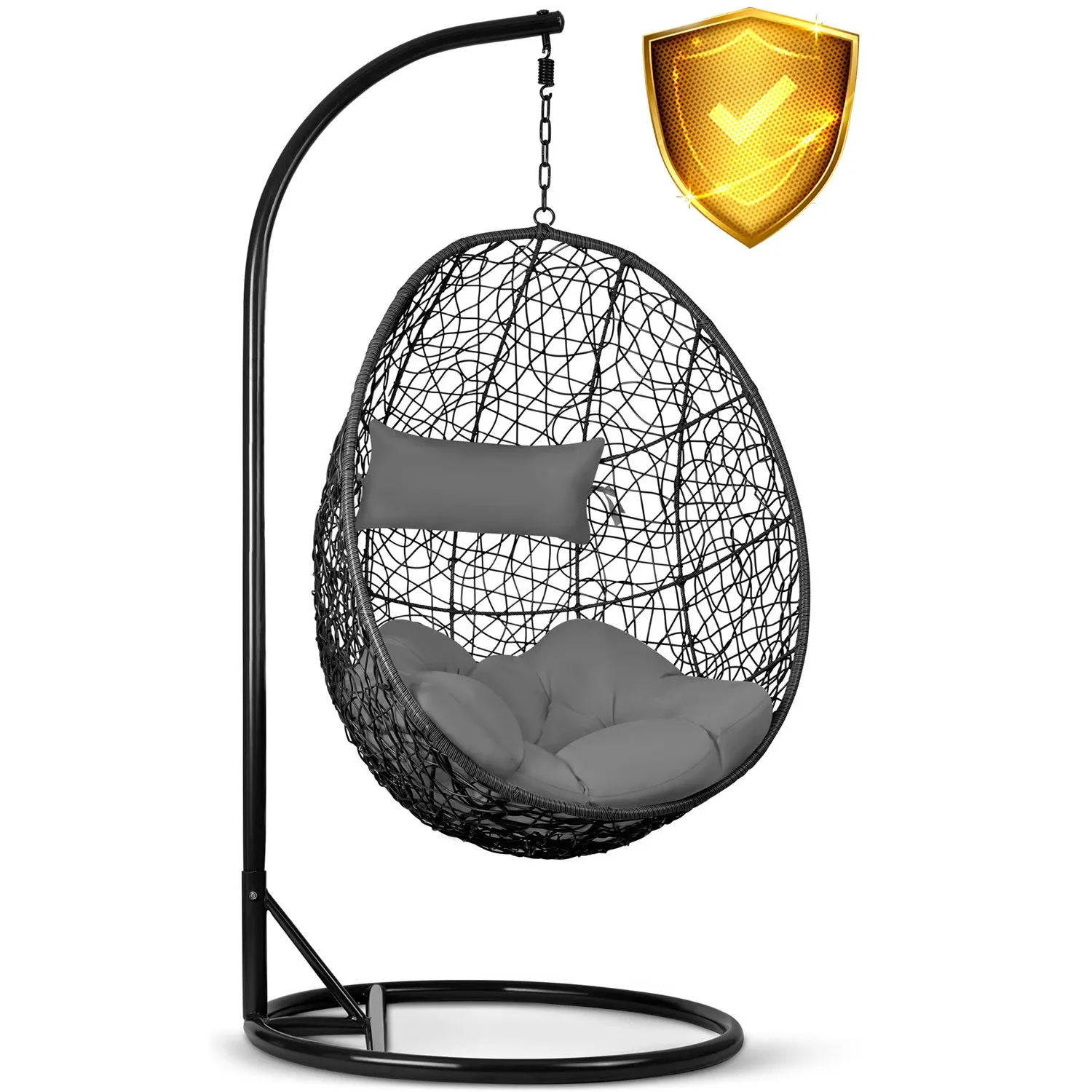 Brava juoda pakabinama sodo kėdė + pilkos Sofotel pagalvėlės - nuotrauka 1