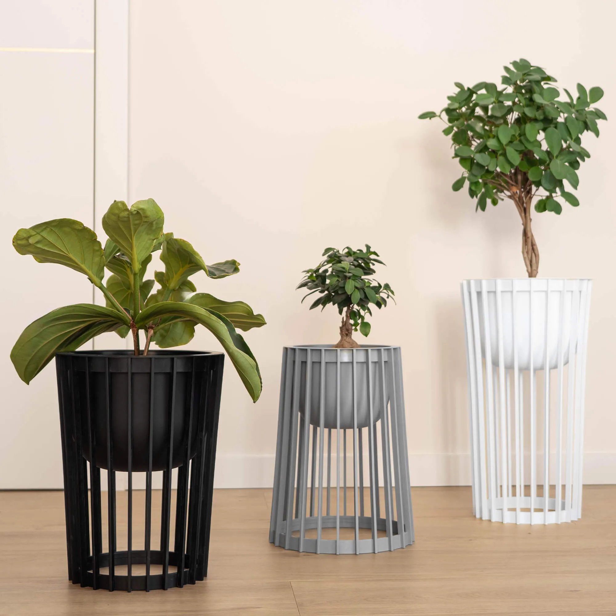 Aytre dvipusis augalų stovas 40 cm platinos spalvos + juodas stalviršis