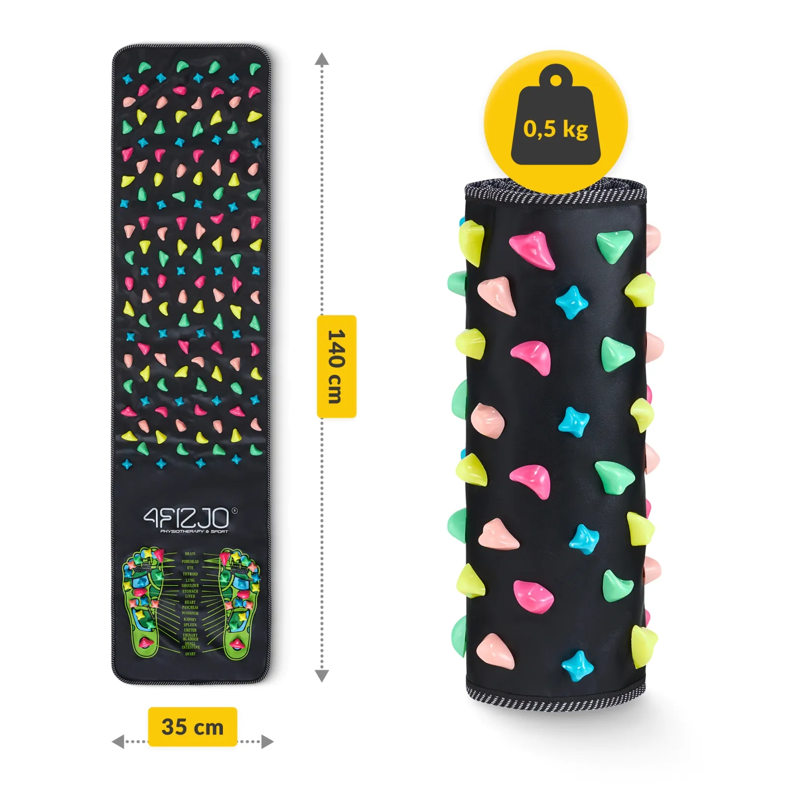 Pėdų masažo kilimėlis su akmenimis 140 x 35 cm