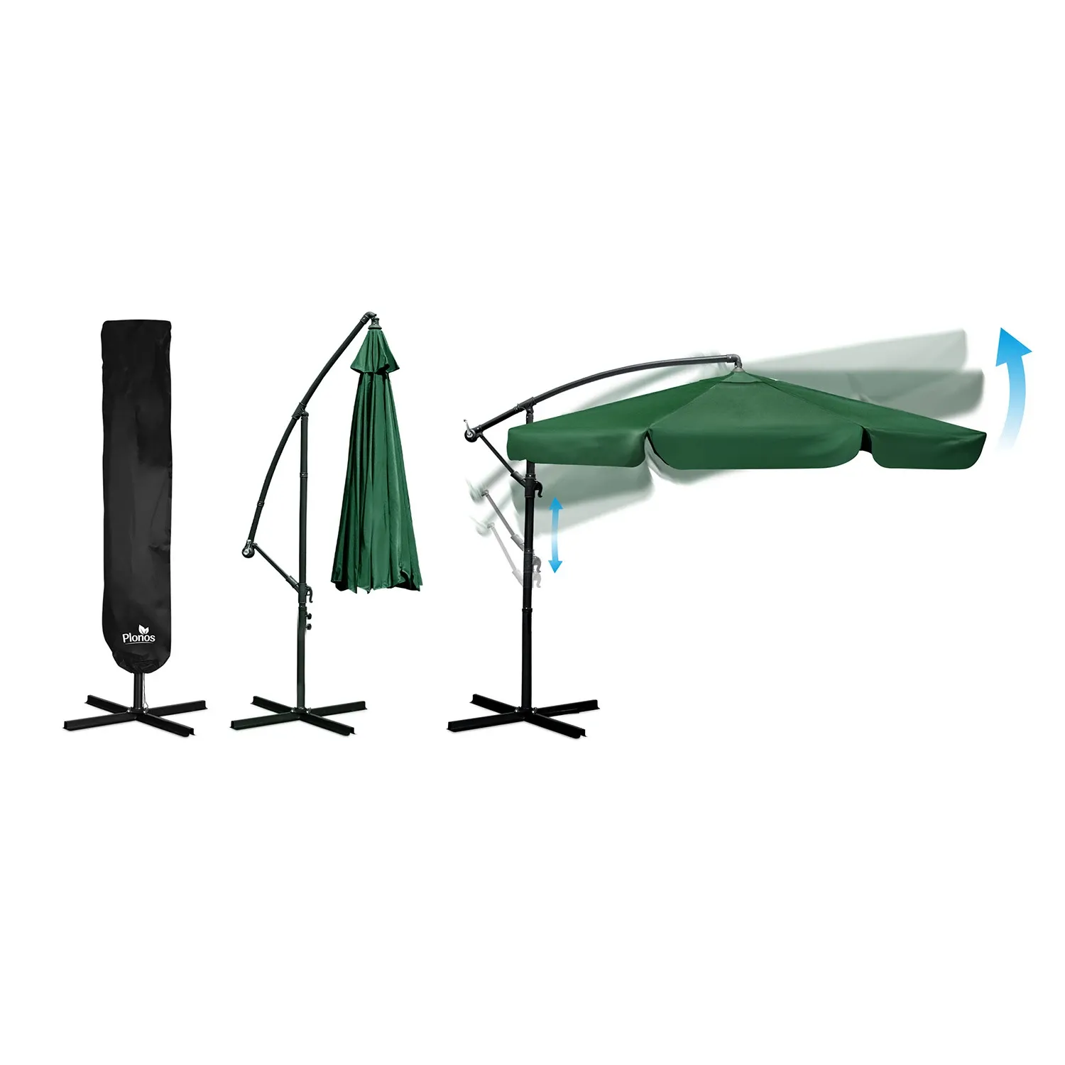 Sulankstomas sodo skėtis, 6 dalių, 350 cm, su uždanga, „Plonos PL-880“ - nuotrauka 1