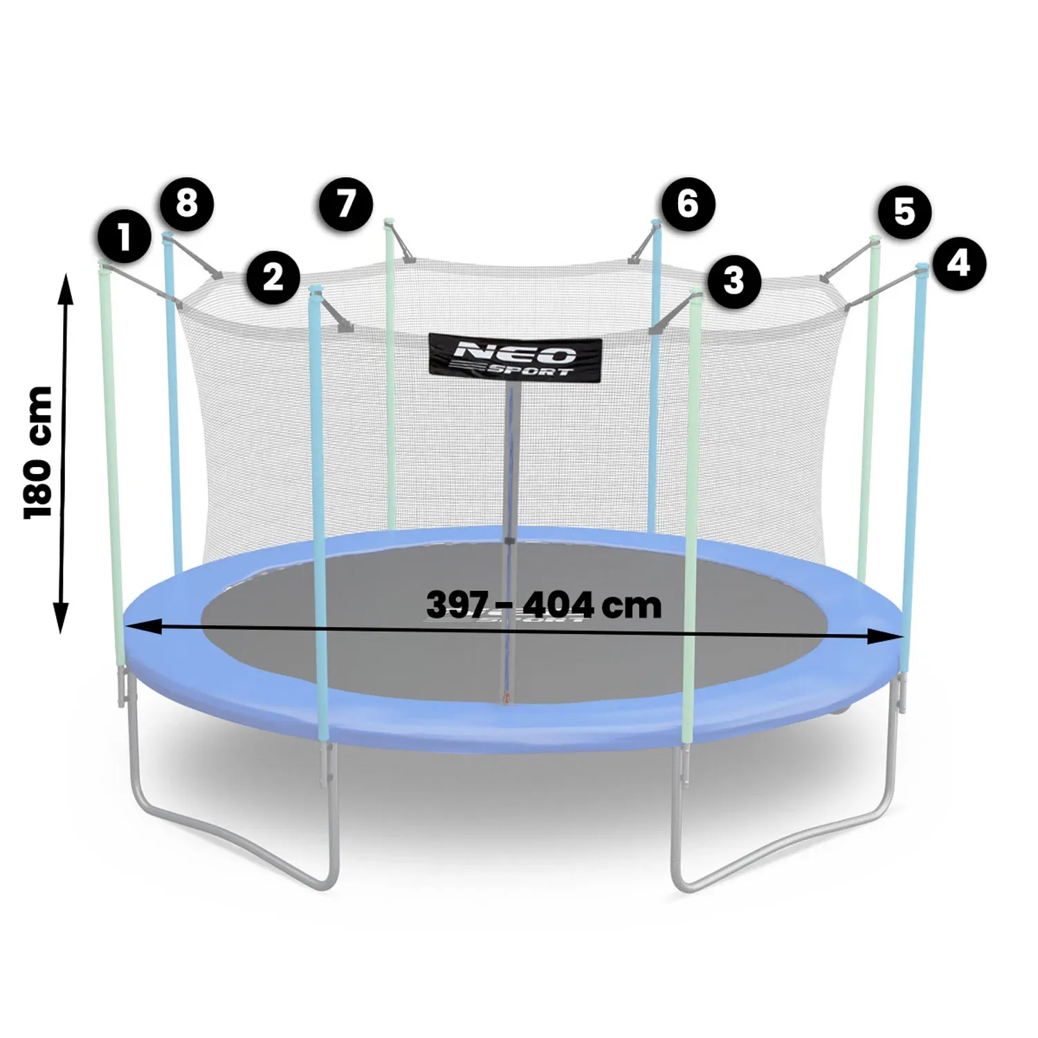 „Neosport“ tinklelio formos čiužiniai uždaroms patalpoms, 404 cm, 13 pėdų, 8 vnt. - nuotrauka 1
