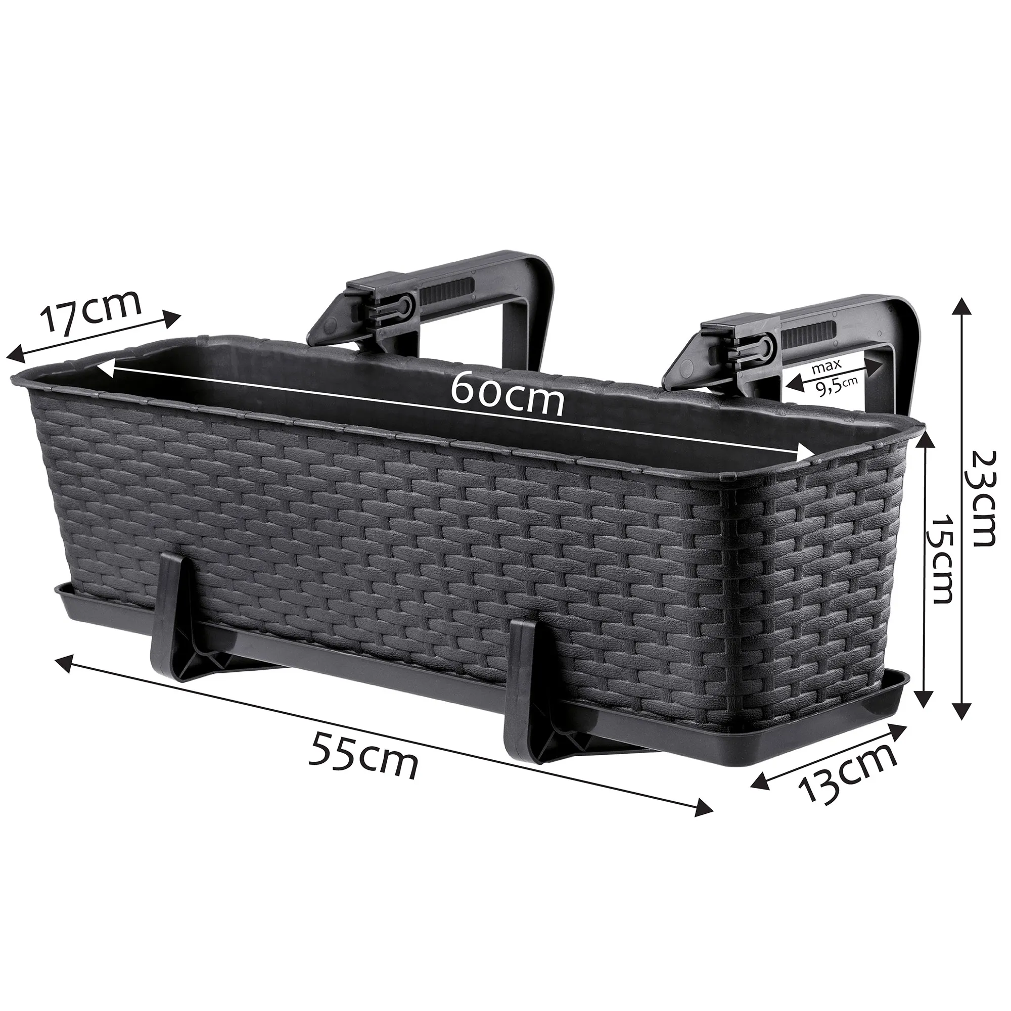 Balkoninis gėlių vazonas su rankenomis Frette 60 x 17 cm