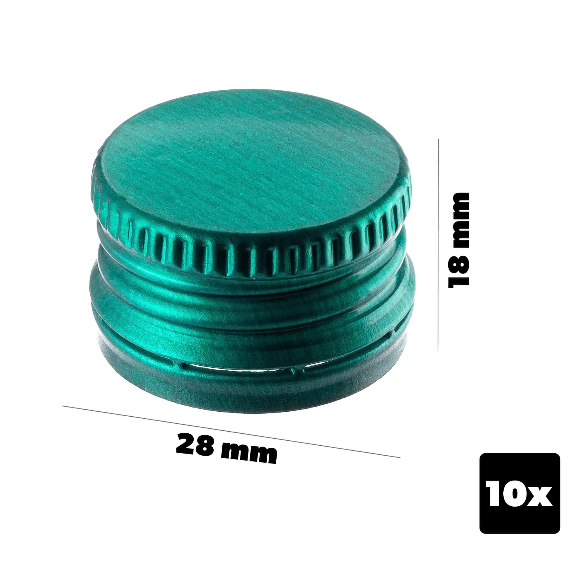 Annot aliumininiai butelių kamšteliai, 28 mm skersmens, žali, 10 vnt.