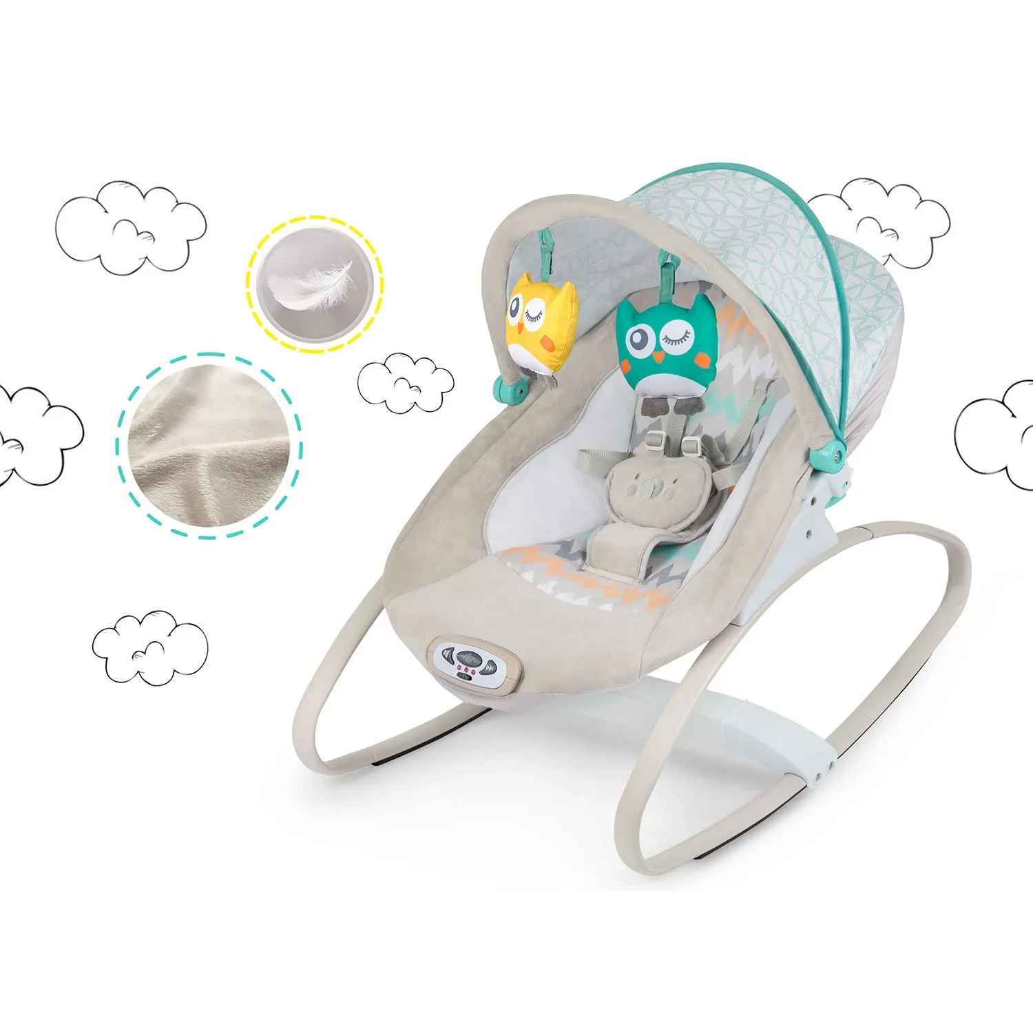 Ricokids šokinėjimo lovelė su vibracija ir muzika - pilka - nuotrauka 1