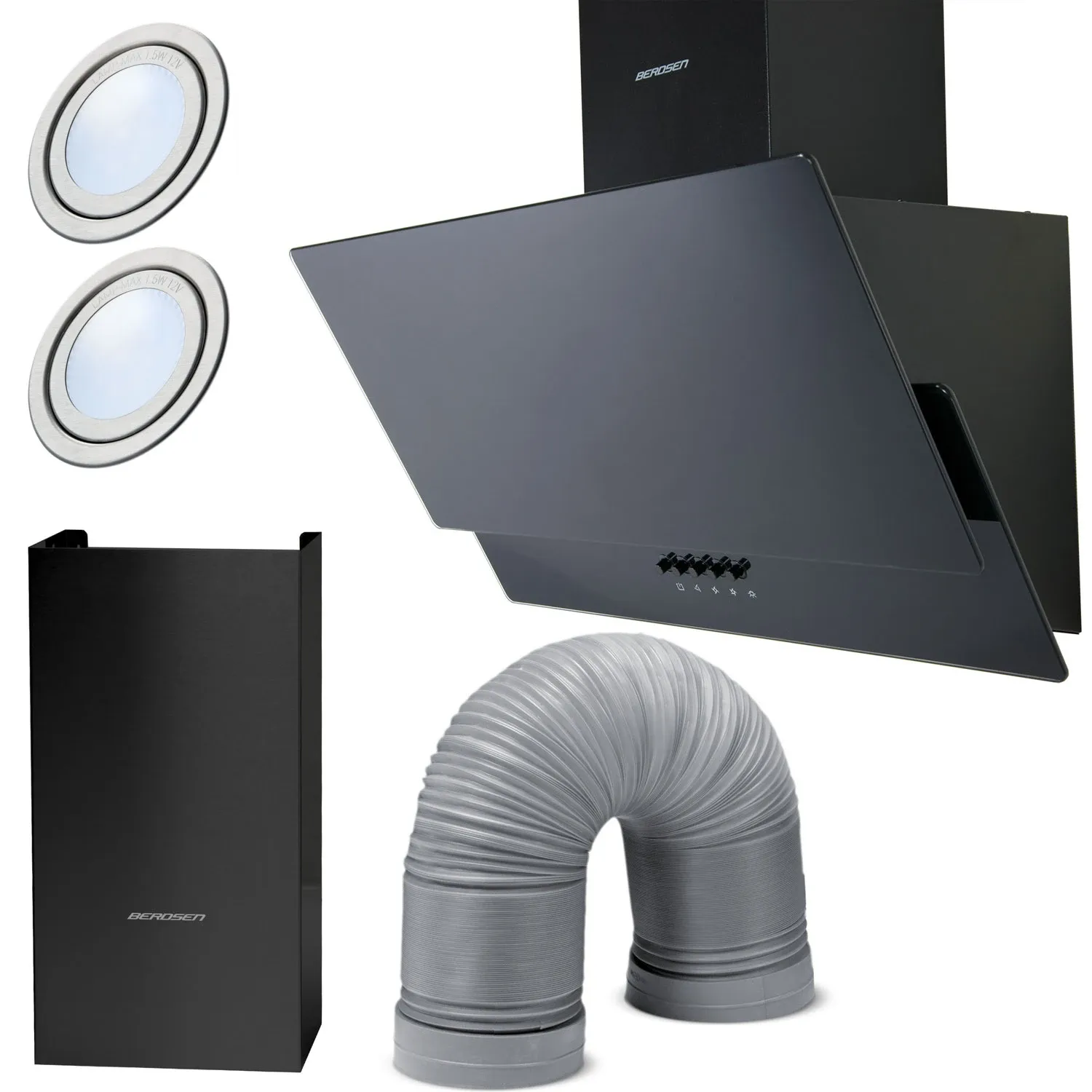 Berdsen BT-211 60 cm kamino formos viryklės gartraukis, juodas - nuotrauka 1