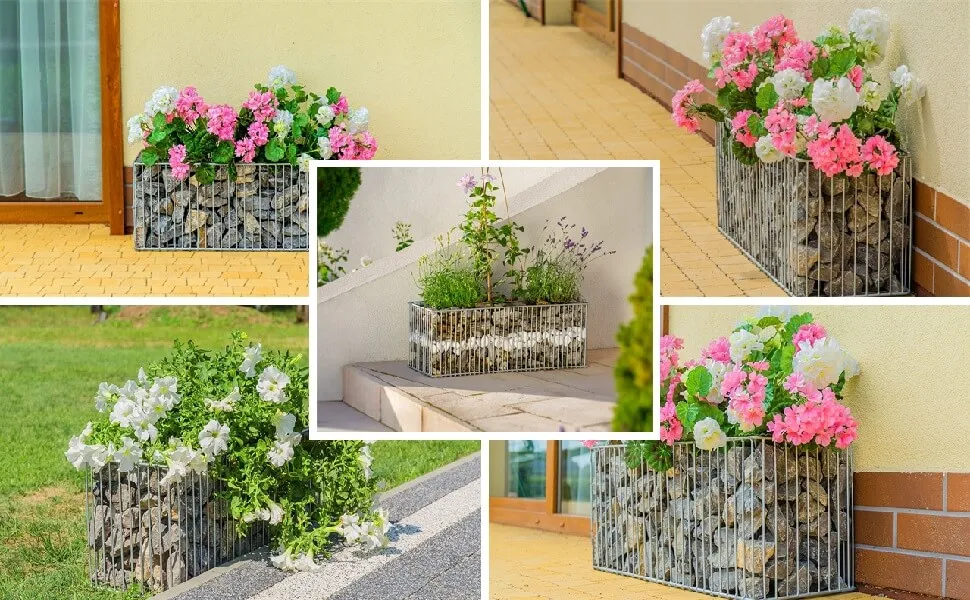 Plieninis gabioninis vazonas 25 x 72 cm