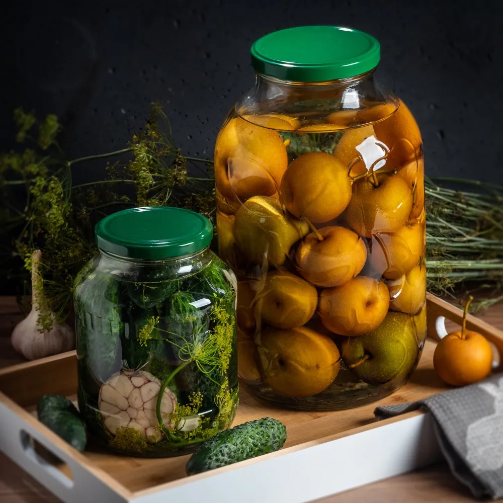 Metaliniai dangteliai Sturko stiklainiams, 10 vnt., 89 mm skersmens, žali