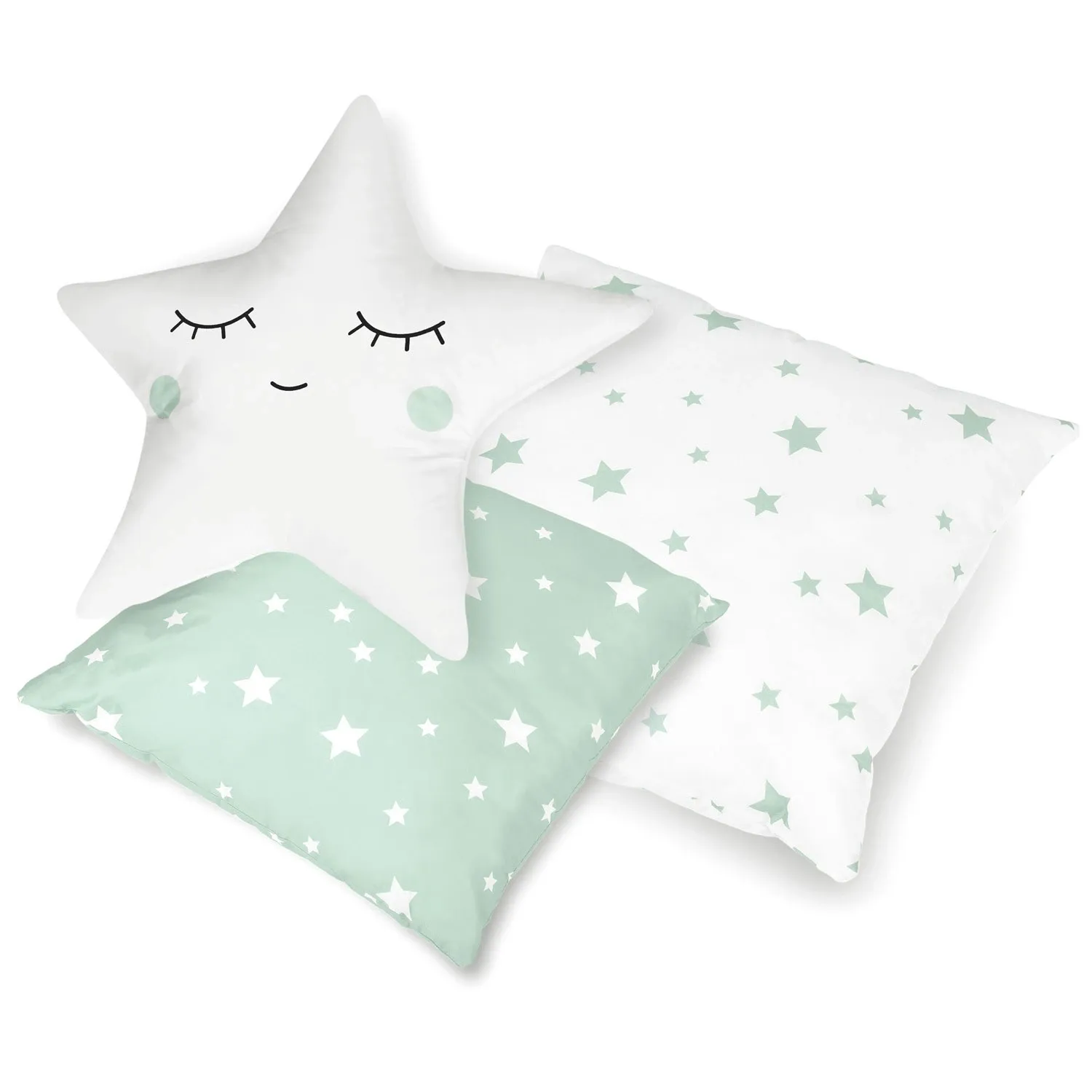 Vaikiška tipi palapinė su lemputėmis - mėtinė su žvaigždutėmis - nuotrauka 1