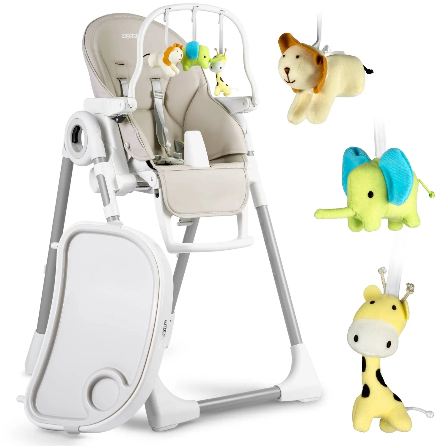 Maitinimo kėdutė su staliuku, Belo šokdynė, pilka + apsauginis lankelis - nuotrauka 1