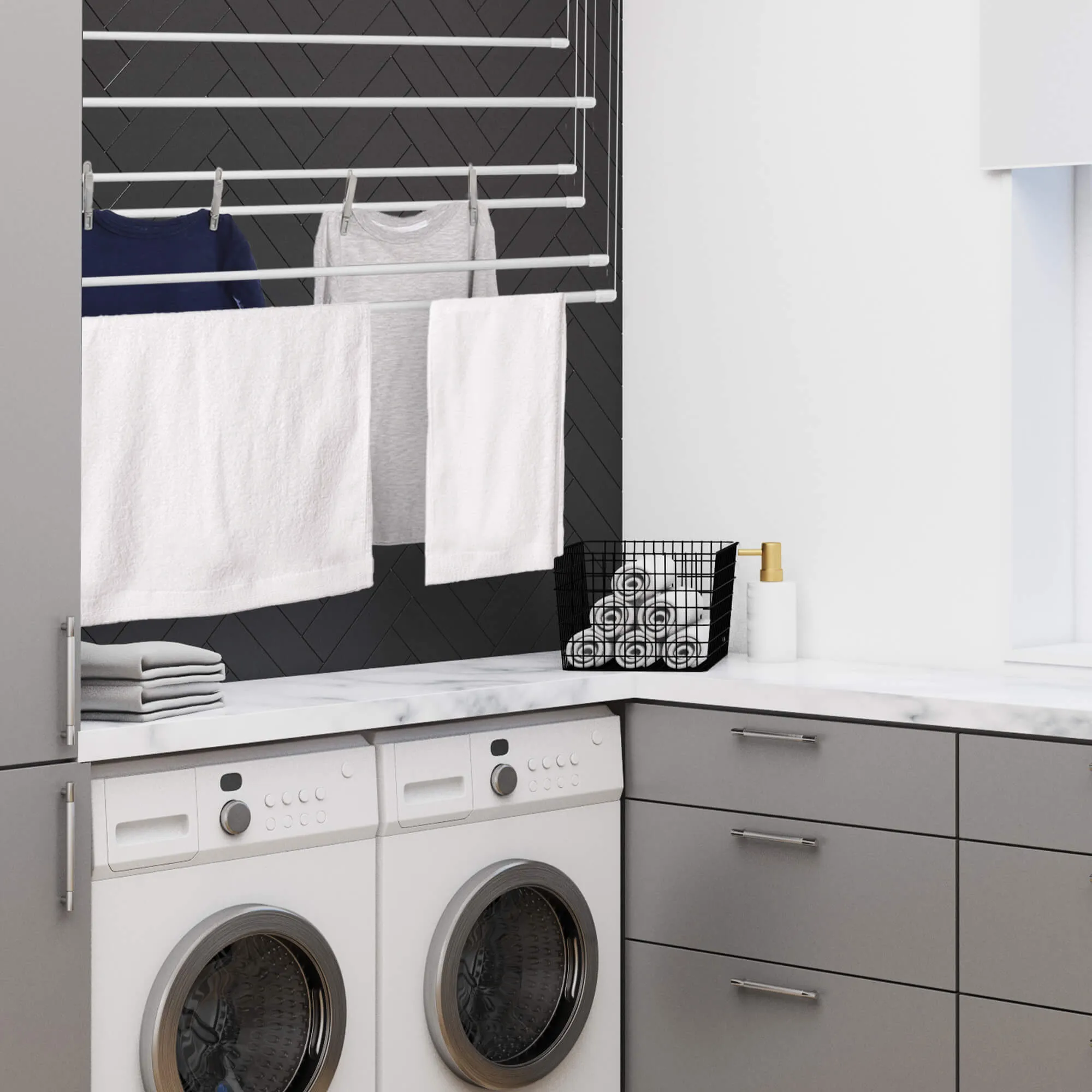 „Torp“ lubinė drabužių džiovyklė, 6 stovai, 100 cm, balta