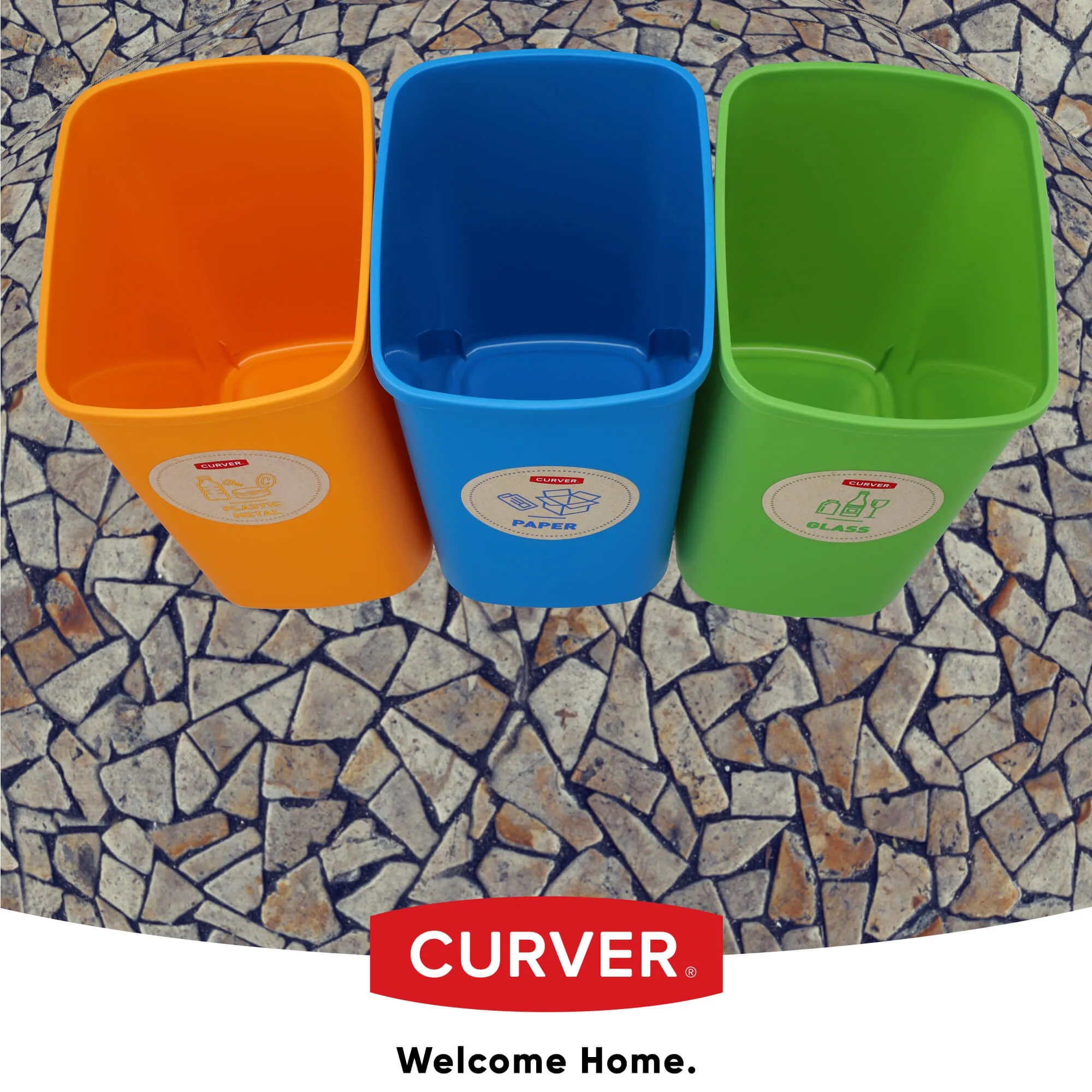 „Curver“ ekologiškos atliekų rūšiavimo dėžės, 10 l, 3 vnt.