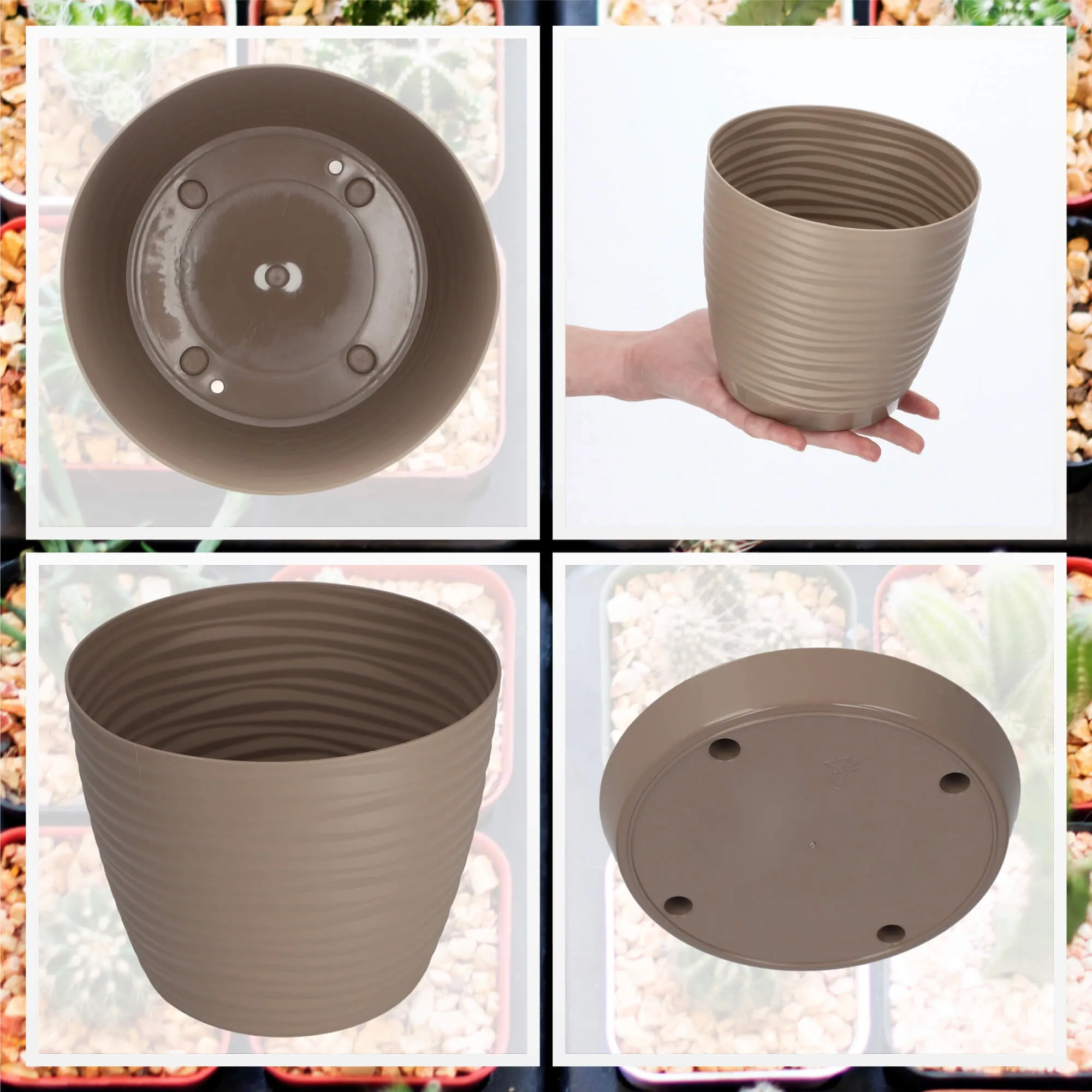 Apvalus gėlių vazonas su lėkštute 13 cm