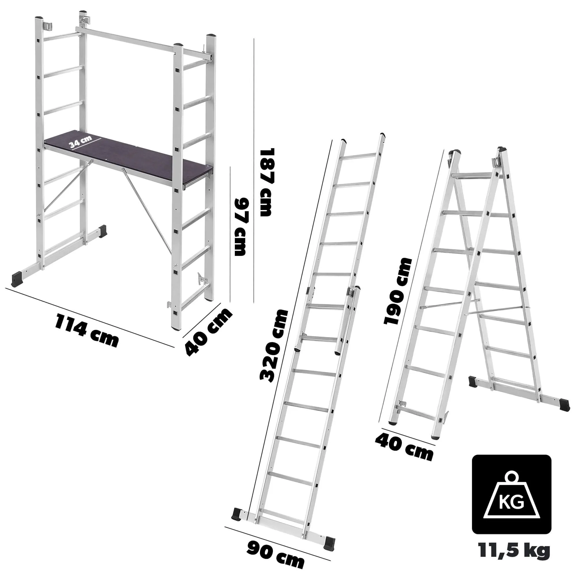 Vadans aliuminio kopėčių pastoliai 320 cm
