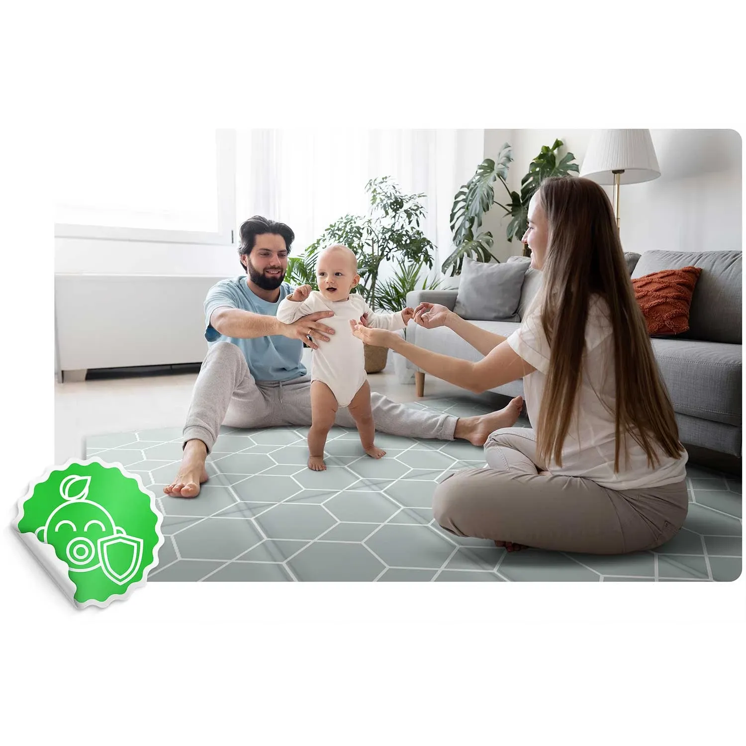 Sulankstomas edukacinis putplasčio kilimėlis 200 x 180 x 1 cm Nukido NK-340 vandenyno spalvos - nuotrauka 1