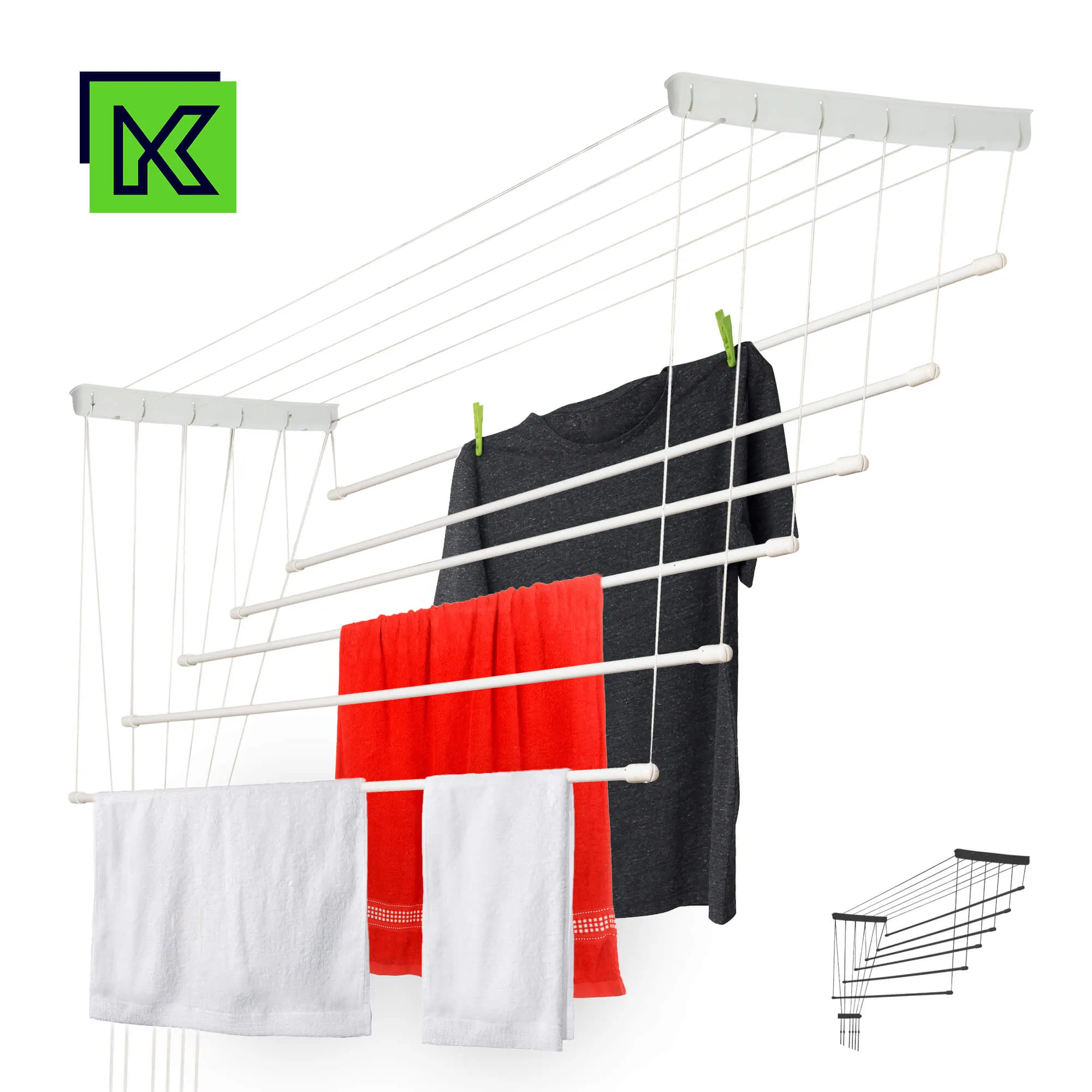 „Torp“ lubinė drabužių džiovyklė, 6 stovai, 160 cm, balta