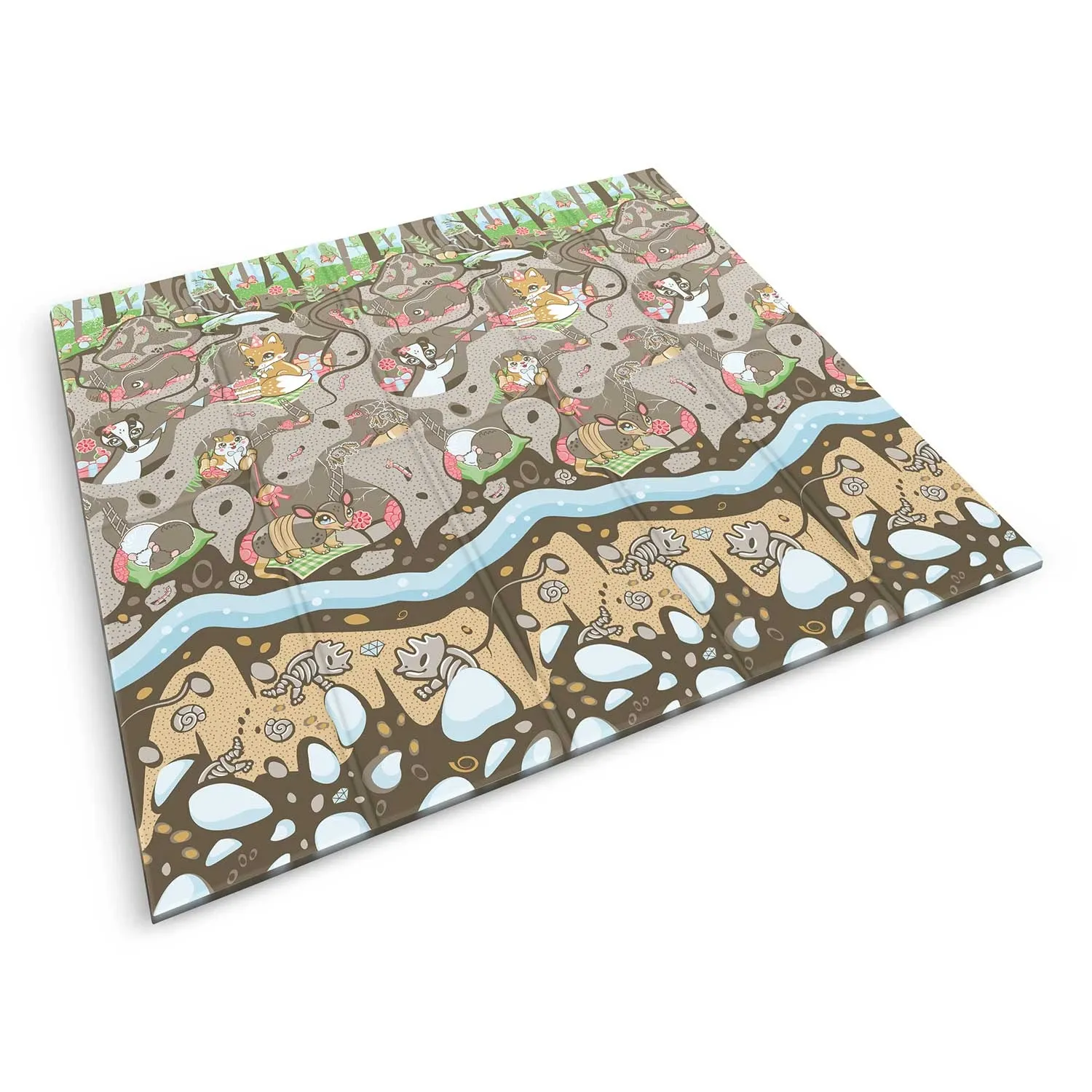 Sulankstomas edukacinis putplasčio kilimėlis 200 x 180 x 1 cm Nukido NK-340 vandenyno-žemės spalvos - nuotrauka 1