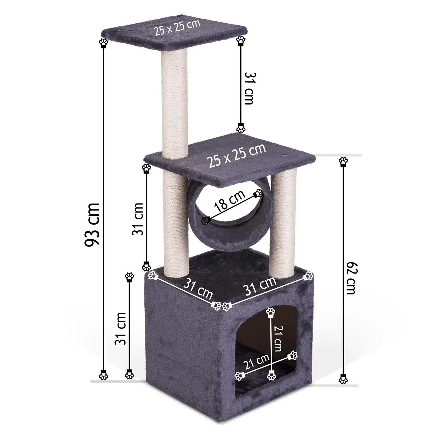 Katės draskyklė 93 cm DR-259 Pethaus su pele, pilka - nuotrauka 1